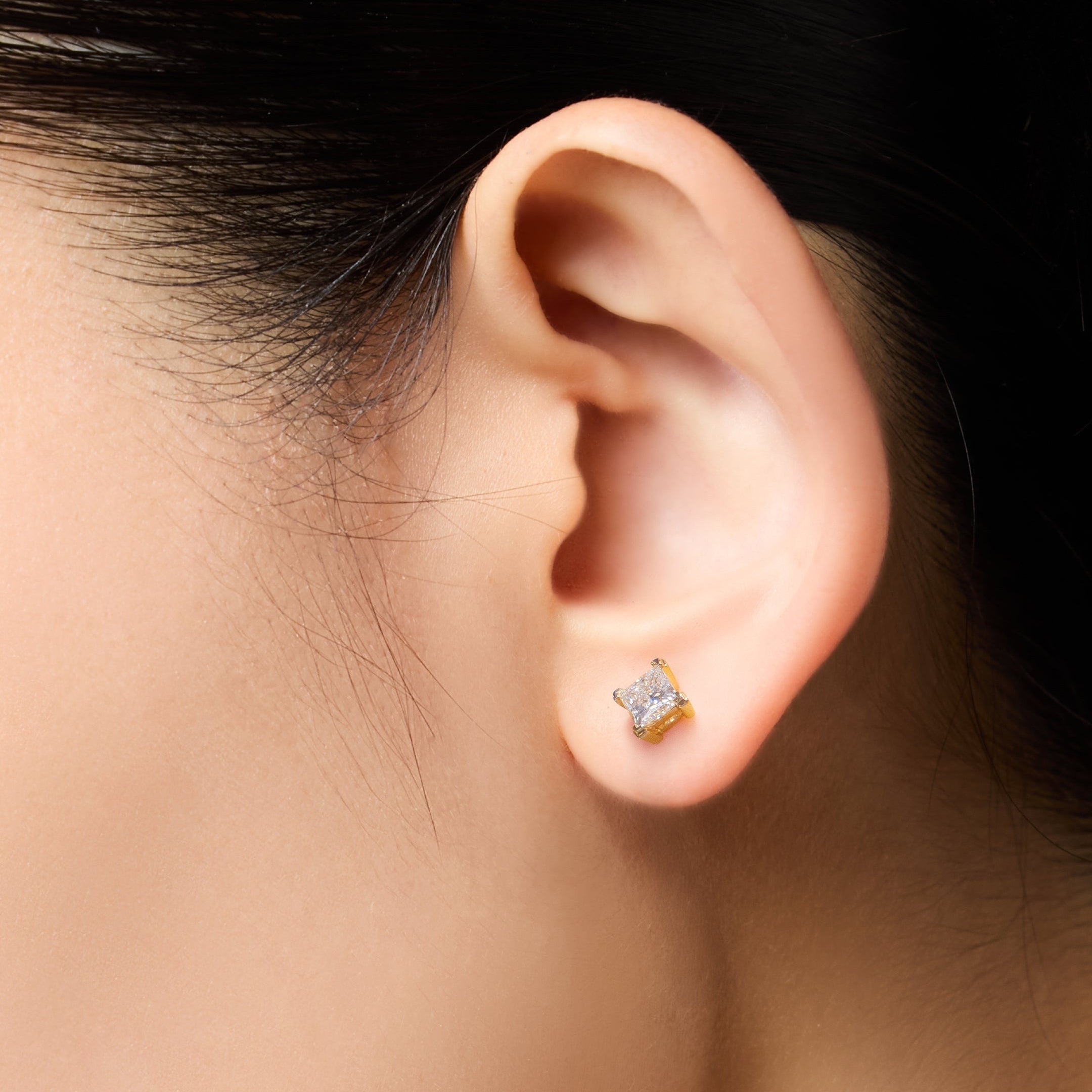 Mercury solitaire earrings 1ct - 1ct. tw. Princess Cut Lab-Grown Diamond Stud Earrings - The Future Rocks - 2