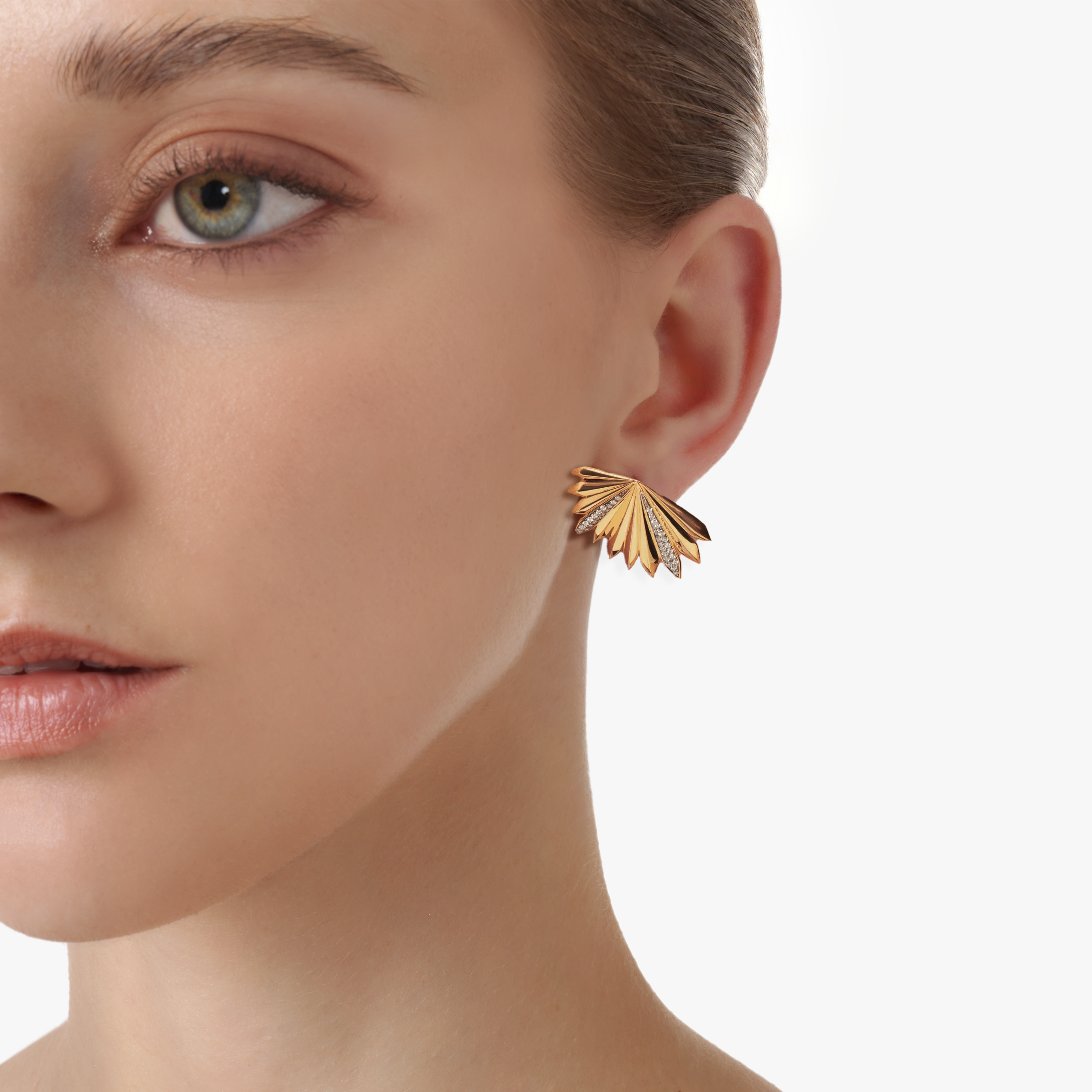 Palm statement fluted earrings - 18K Recycled Gold Vermeil Palm Statement Fluted Earrings - The Future Rocks - 5