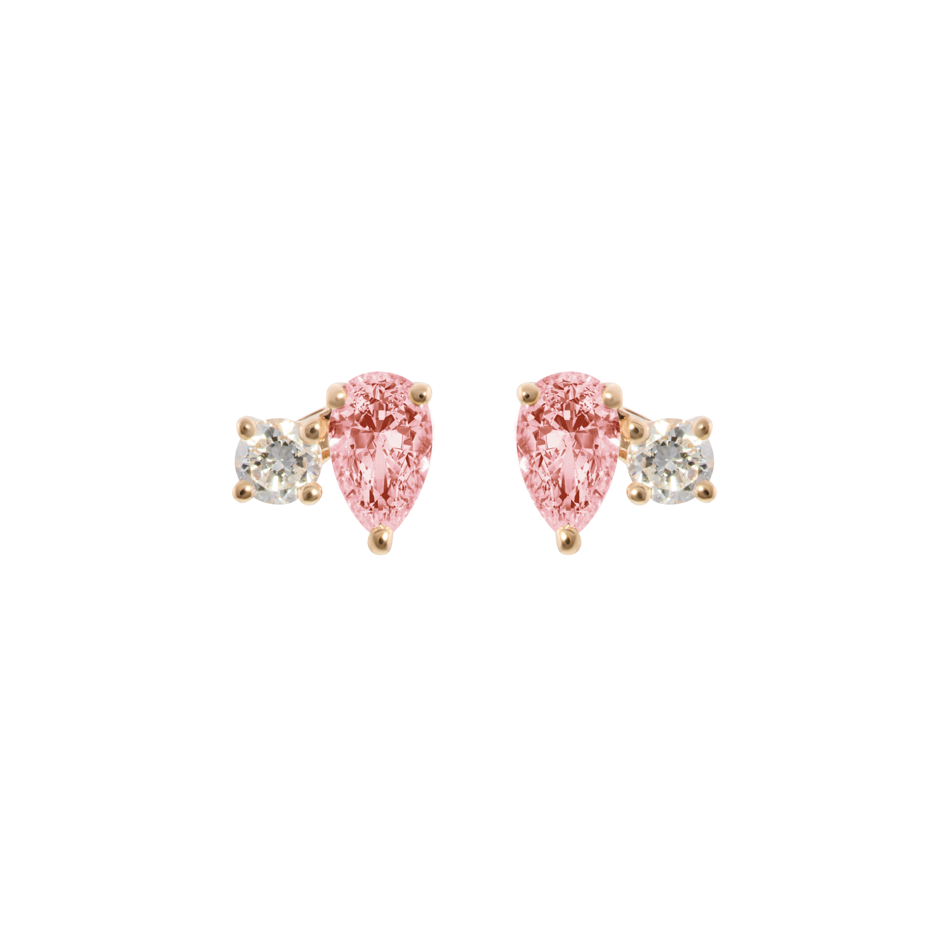 Pear pink duo studs 0.3ct - Pear Cut Pink Diamond Stud Earrings -  The Future Rocks -    1