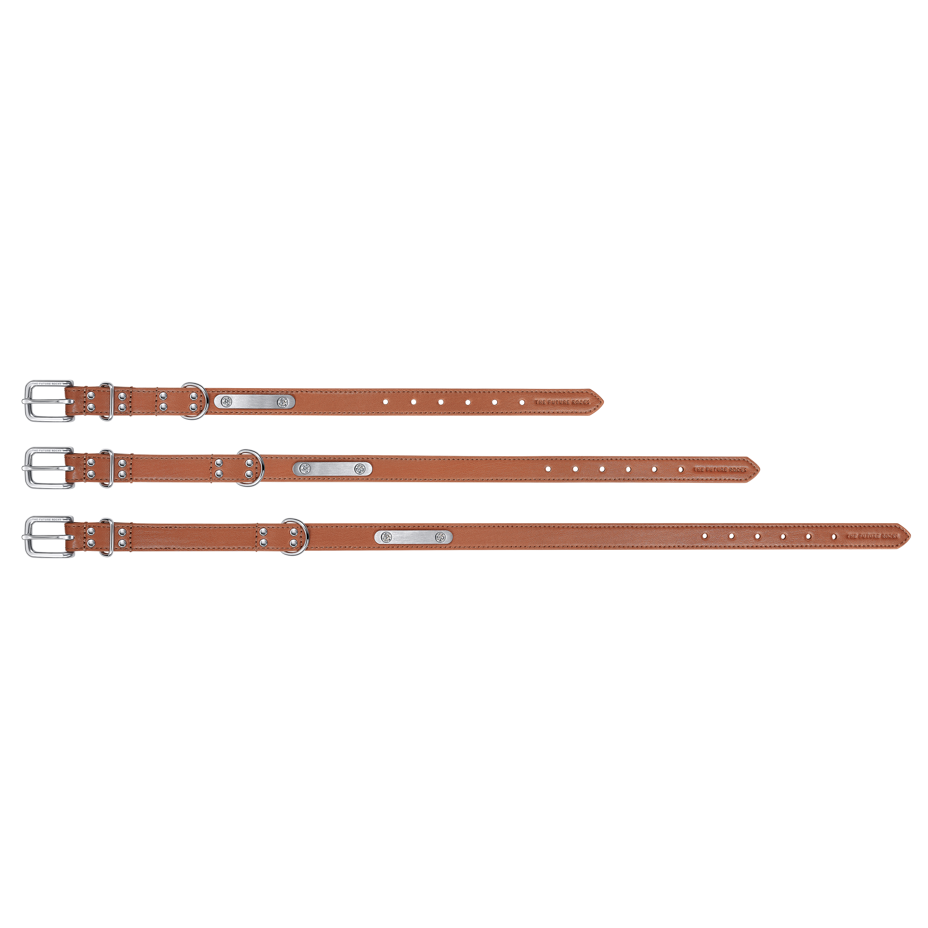 Brown vegan leather collar with lab-grown sapphire - Brown vegan leather collar with lab-grown sapphire - The Future Rocks - 2