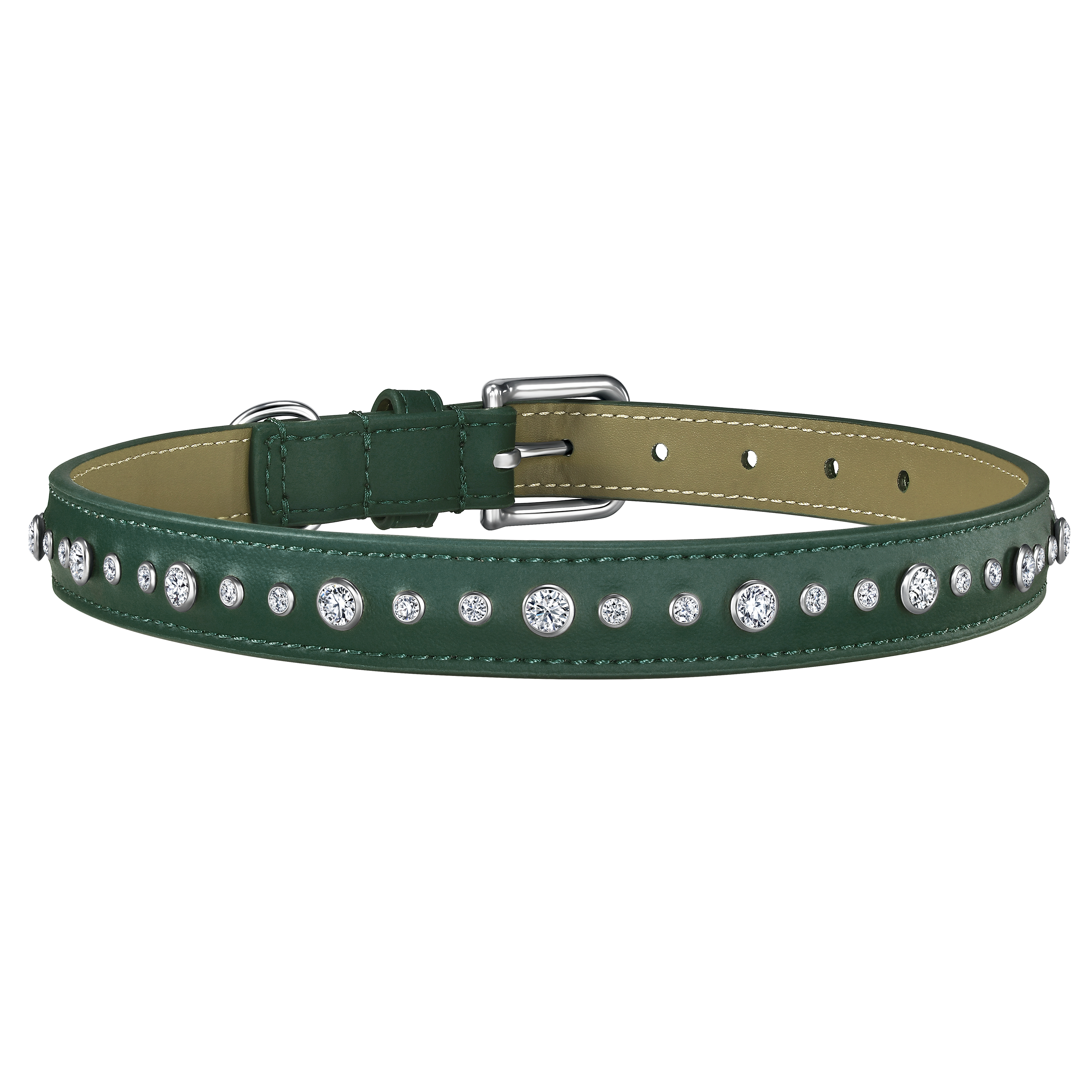 Green vegan leather collar with lab-grown sapphire - Green vegan leather collar with lab-grown sapphire - The Future Rocks - 7