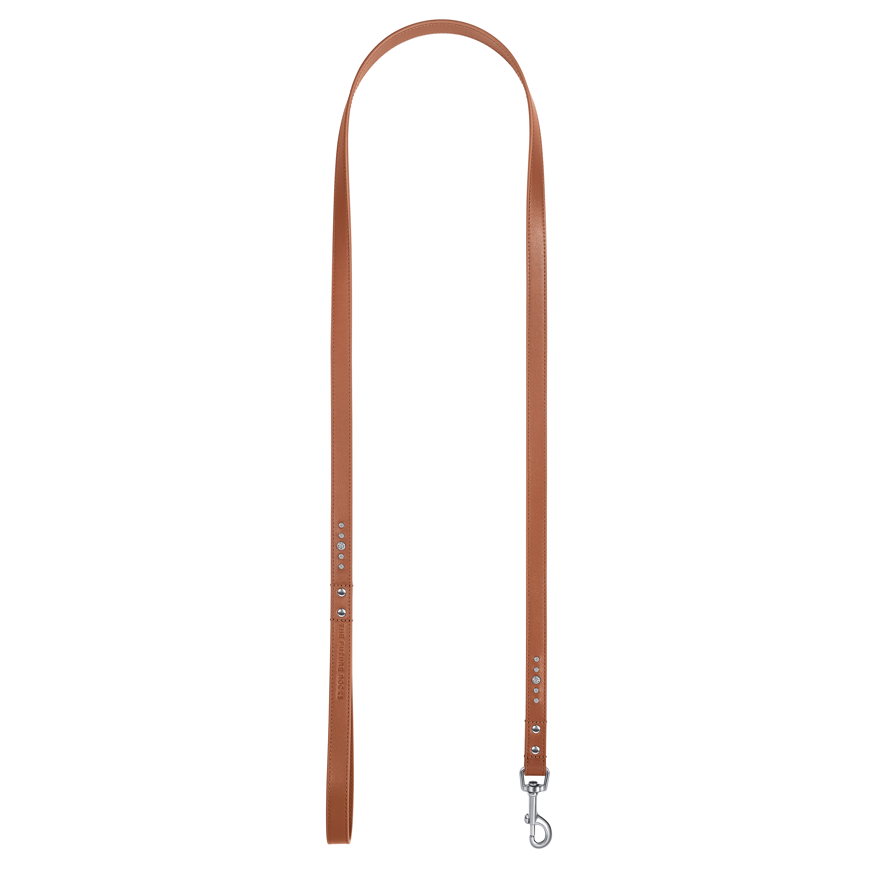 Brown vegan leather leash with lab-grown sapphire - Brown vegan leather leash with lab-grown sapphire - The Future Rocks - 1