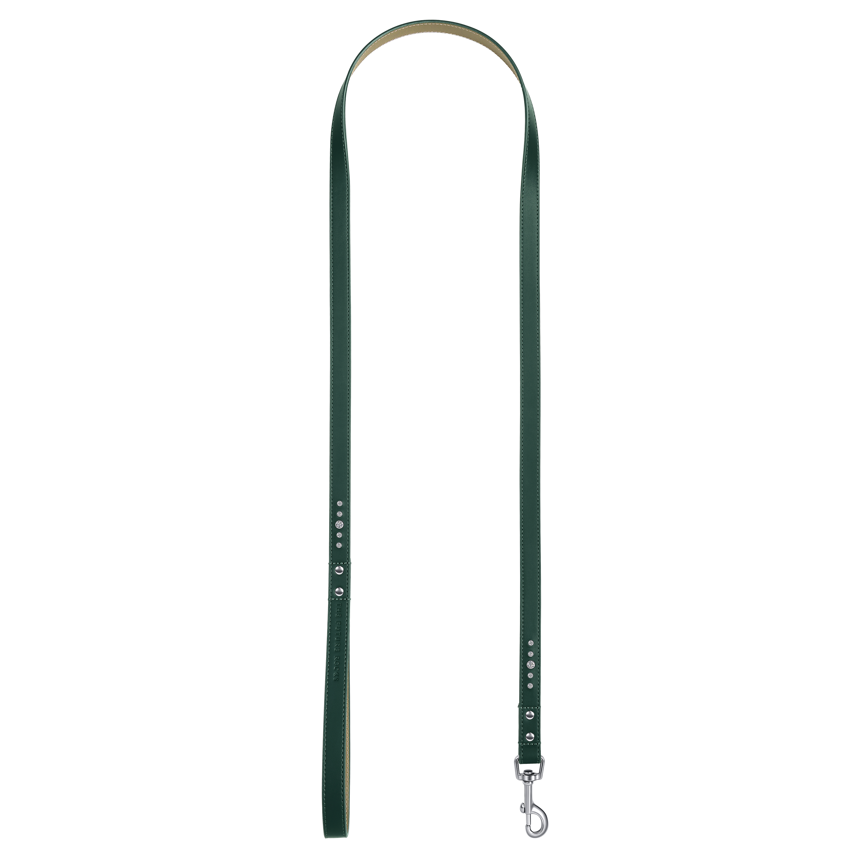 Green vegan leather leash with lab-grown sapphire - Green Vegan Leather Dog Leash - The Future Rocks - 3