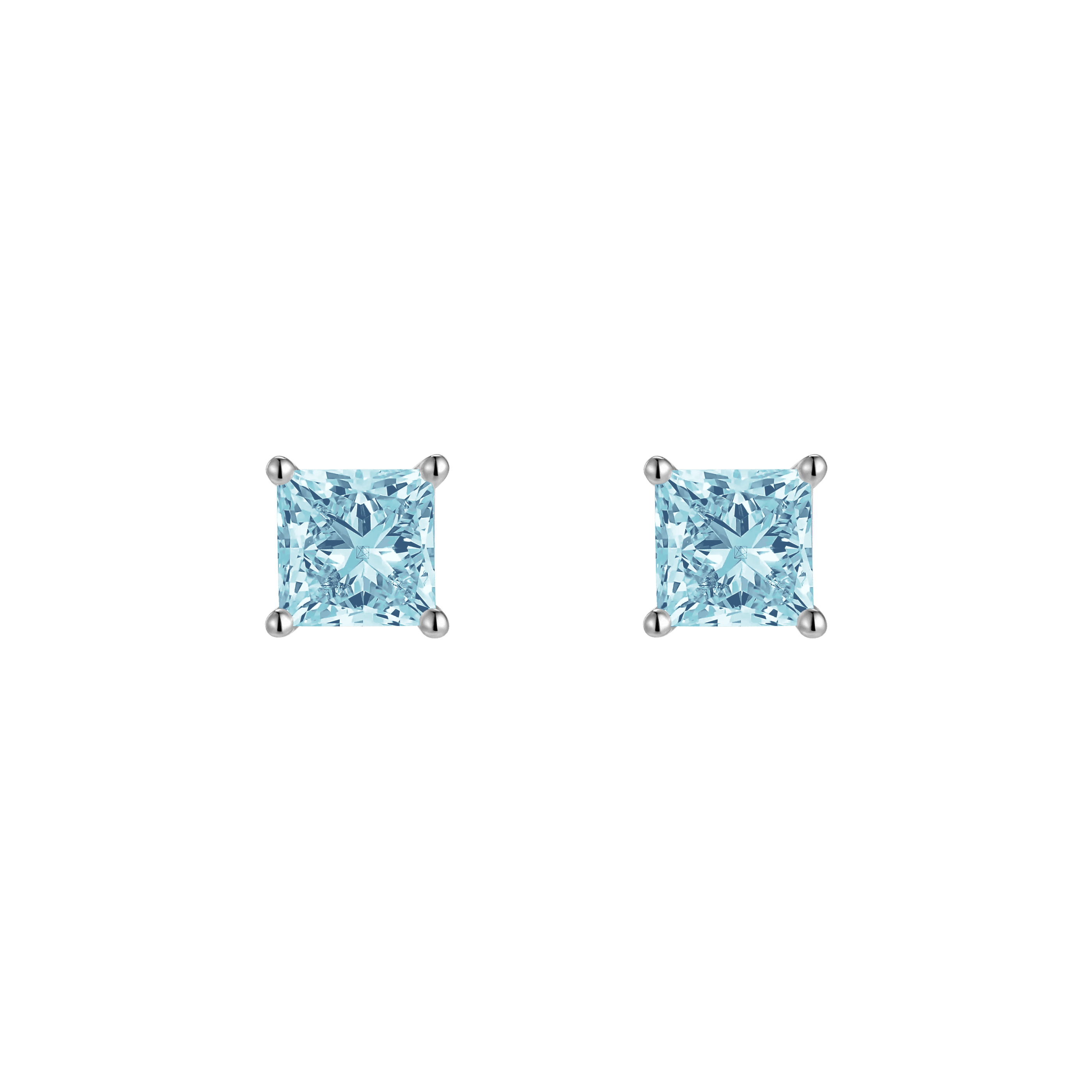 Princess flatback earrings - Princess Cut Blue Diamond Flatback Earrings - The Future Rocks - 1