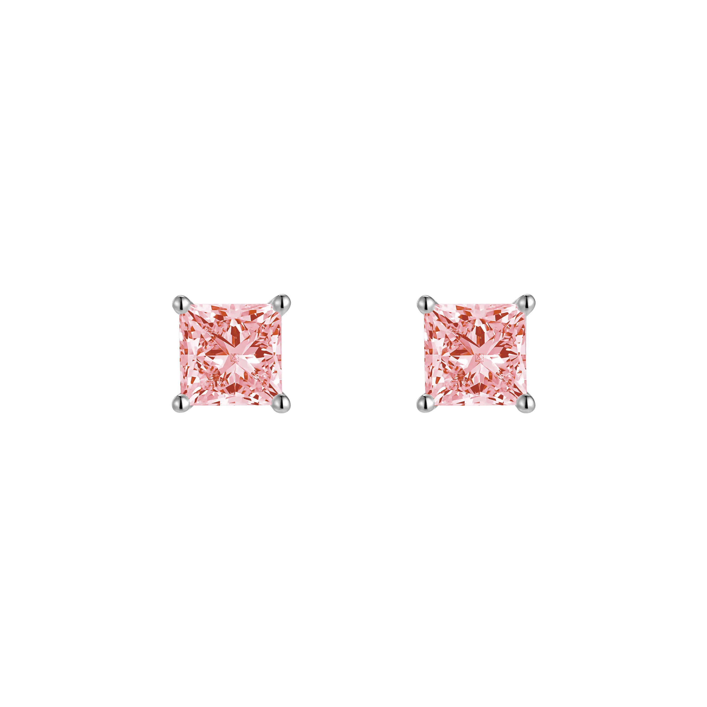 Princess flatback earrings - Princess Cut Pink Diamond Flatback Earrings - The Future Rocks - 1