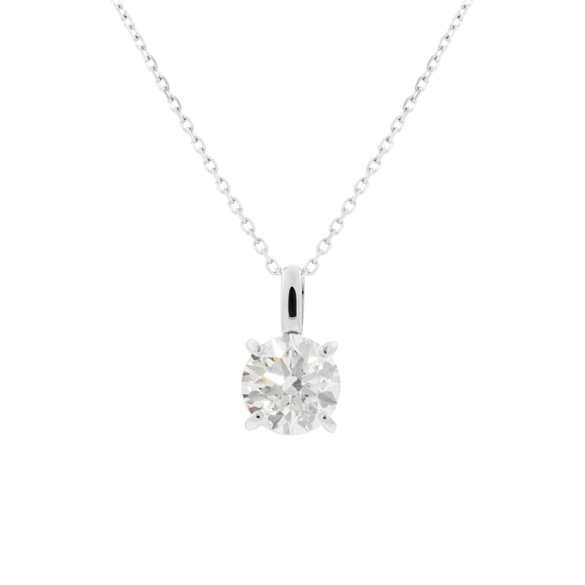 Luna solitaire bale necklace 2ct - 2ct Lab-Grown Round Diamond Pendant Necklace - The Future Rocks - 3