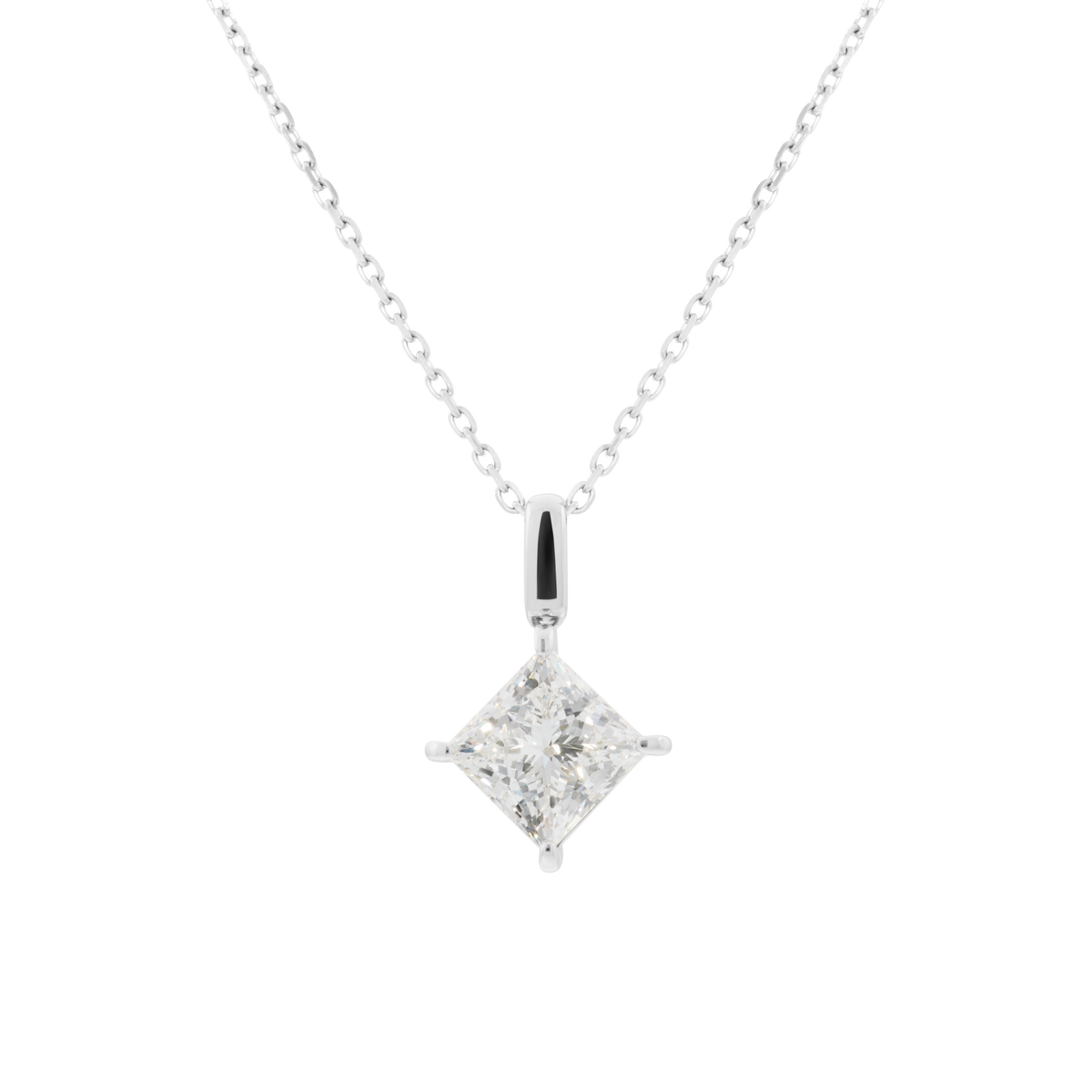 Mercury solitaire bale necklace 2ct - 2ct Princess Cut Lab-Grown Diamond Solitaire Pendant - The Future Rocks - 3