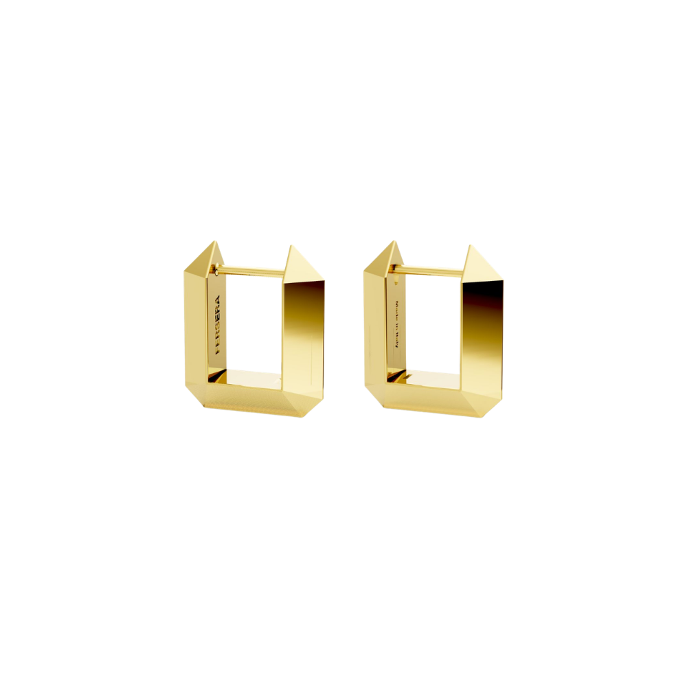 Sculptura rectangle earrings - Sculptura Rectangle Hoop Earrings - The Future Rocks - 1