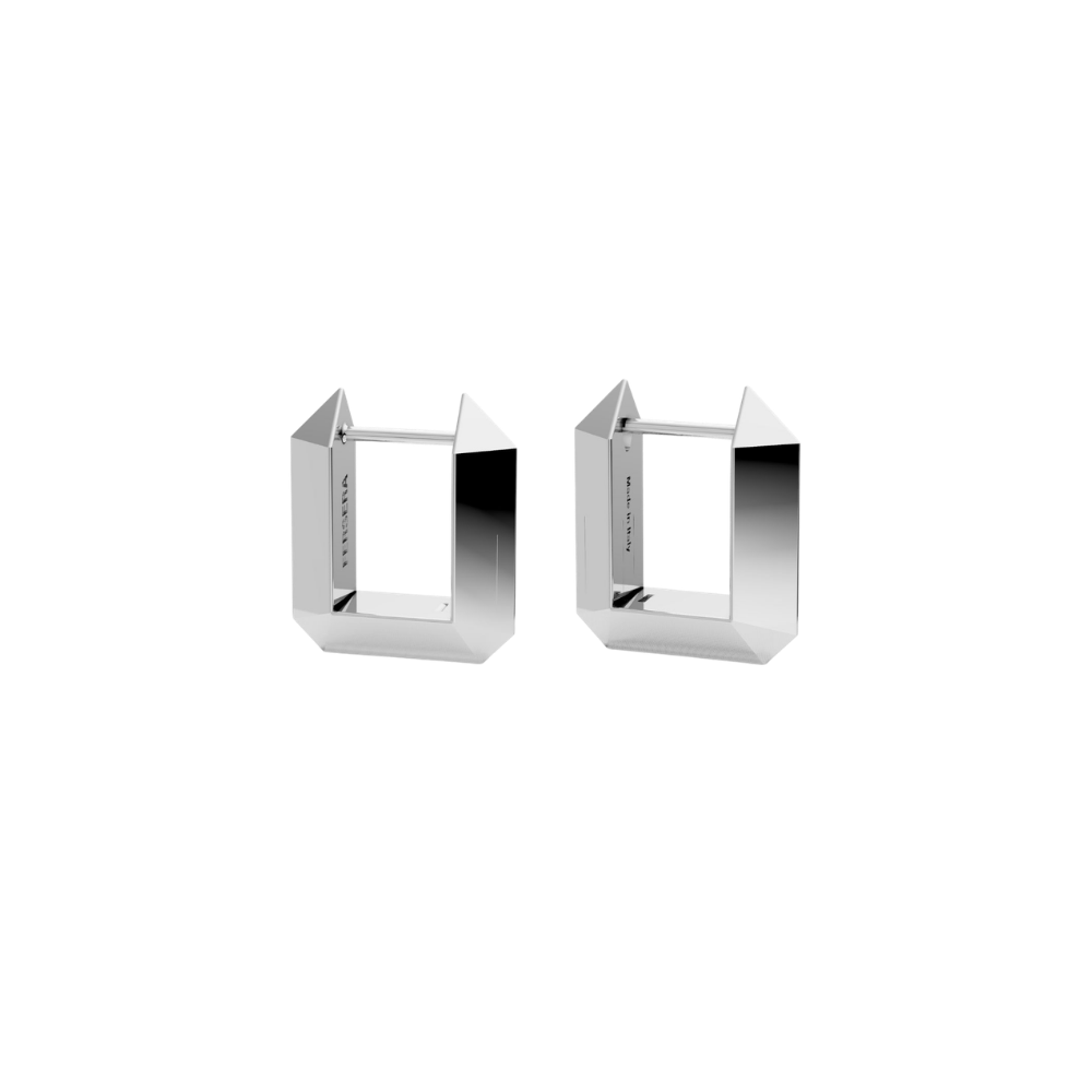 Sculptura rectangle earrings - Sculptura Rectangle Hoop Earrings - The Future Rocks - 3