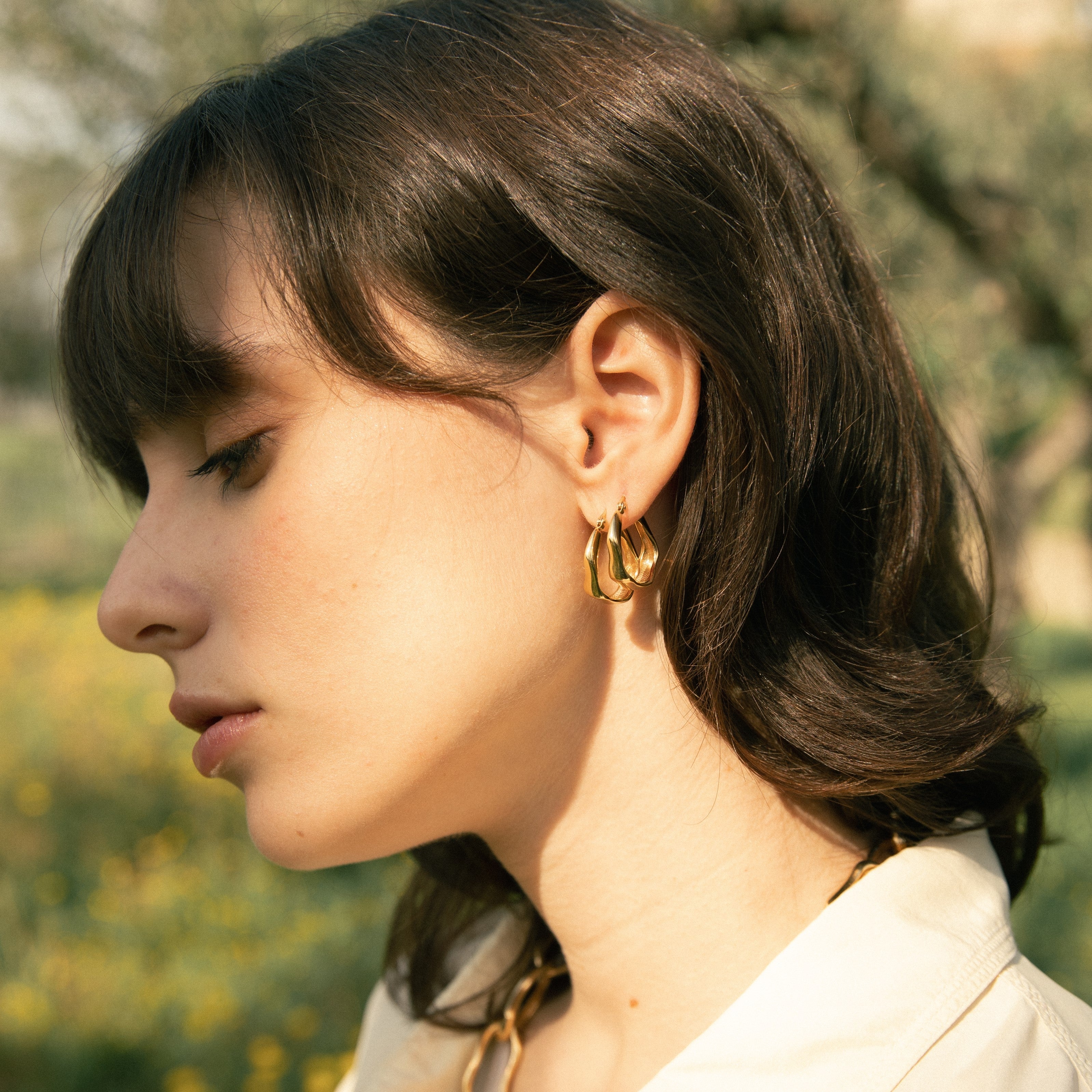 Roots hoop earrings - Gold Vermeil Hoop Earrings - The Future Rocks - 2