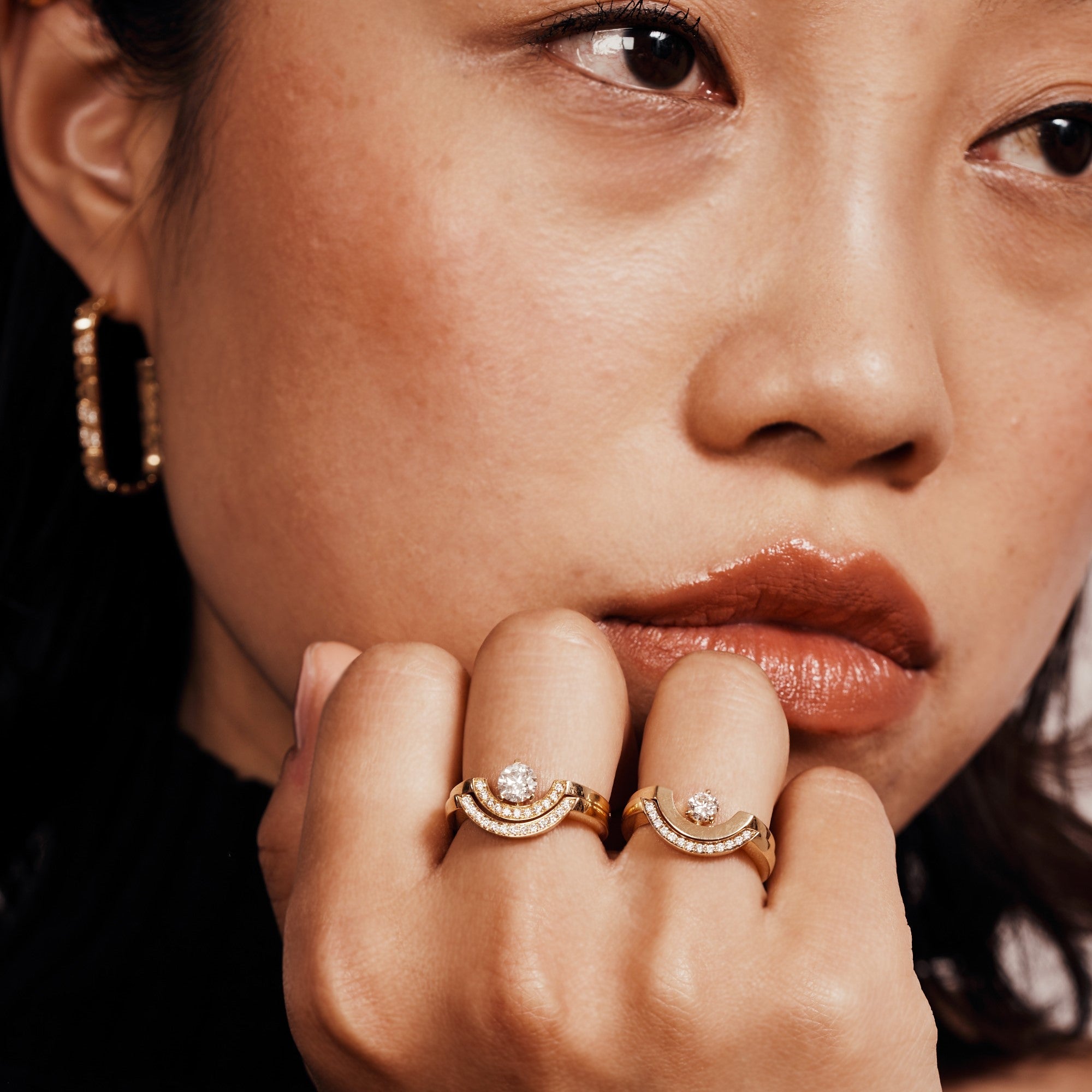 Intrépide petit arc pavée solitaire ring - Intrépide petit arc pavée solitaire ring - The Future Rocks - 2