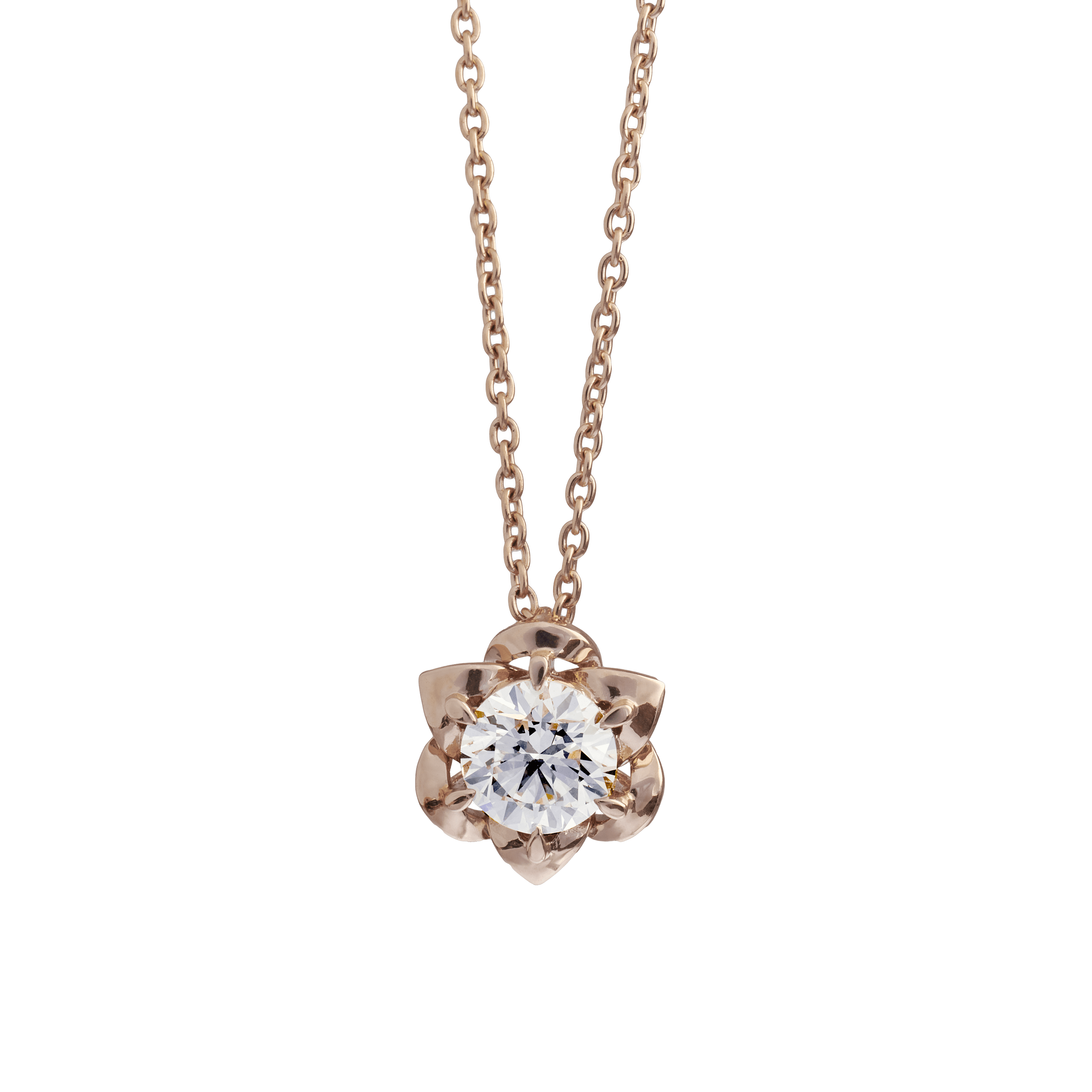 Solaris necklace - 18K Rose Gold Diamond Solitaire Pendant Necklace -  The Future Rocks -    1