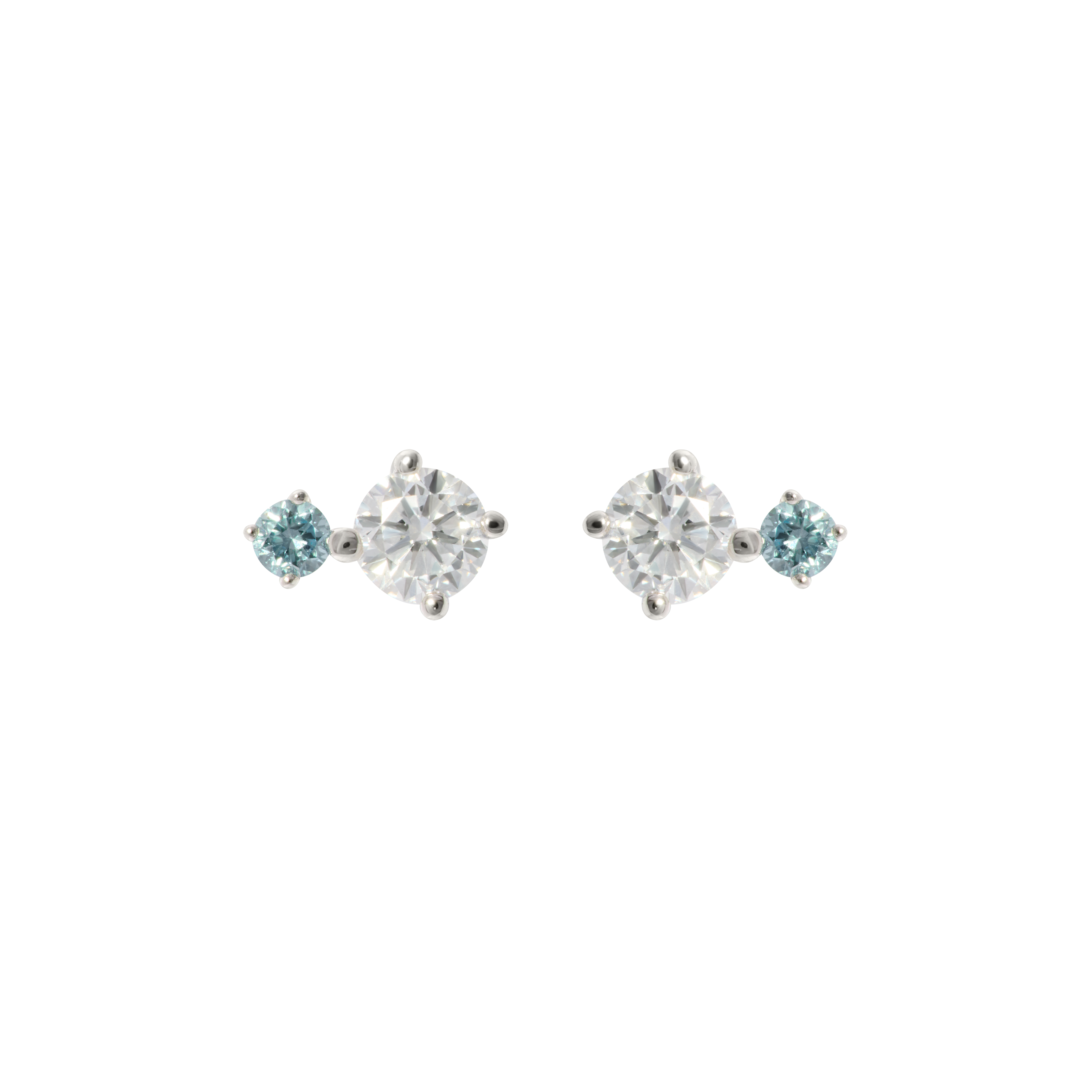 Round blue duo studs 0.4ct - Round Cut Blue Diamond Stud Earrings - The Future Rocks - 1