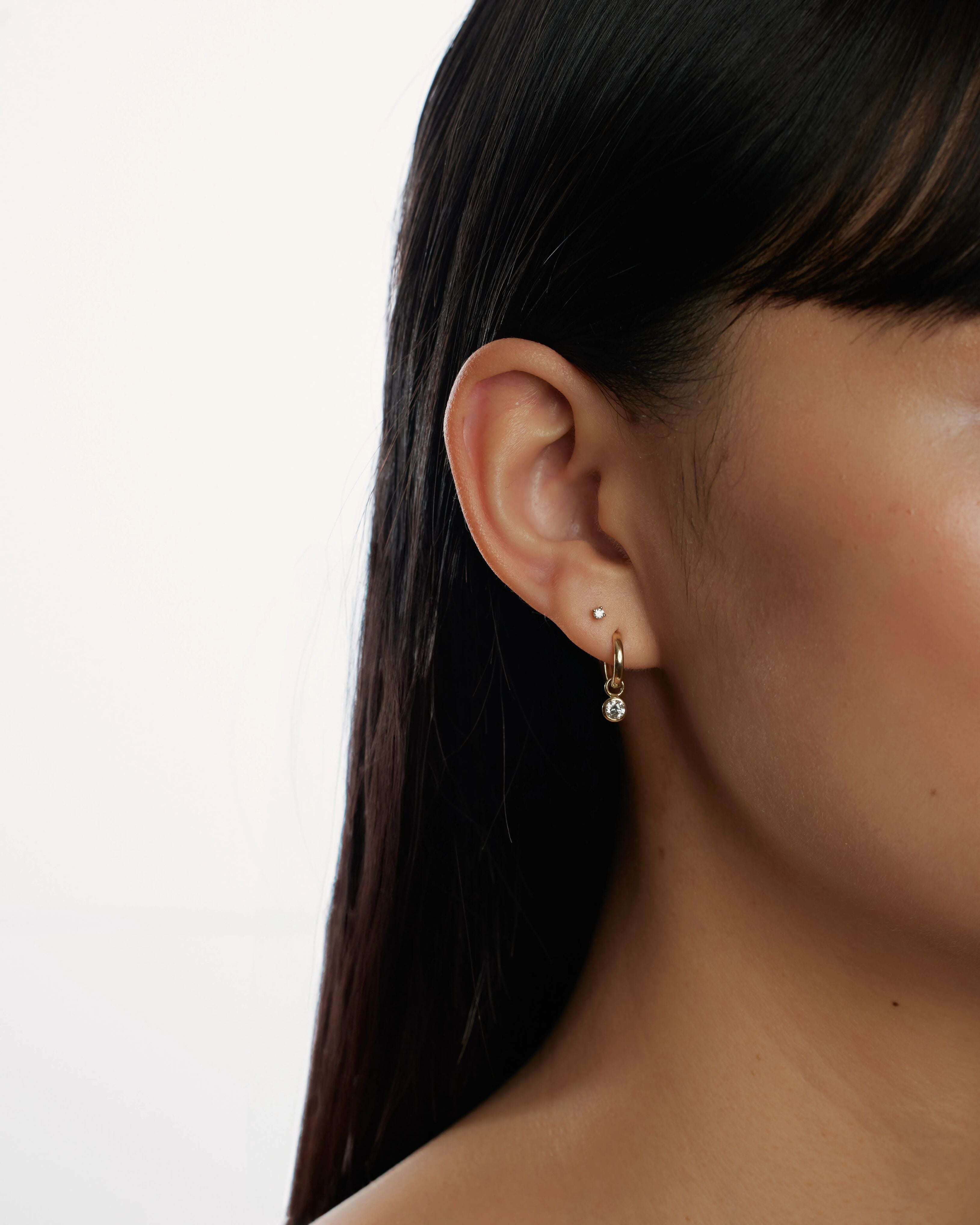 Round diamond earring charm