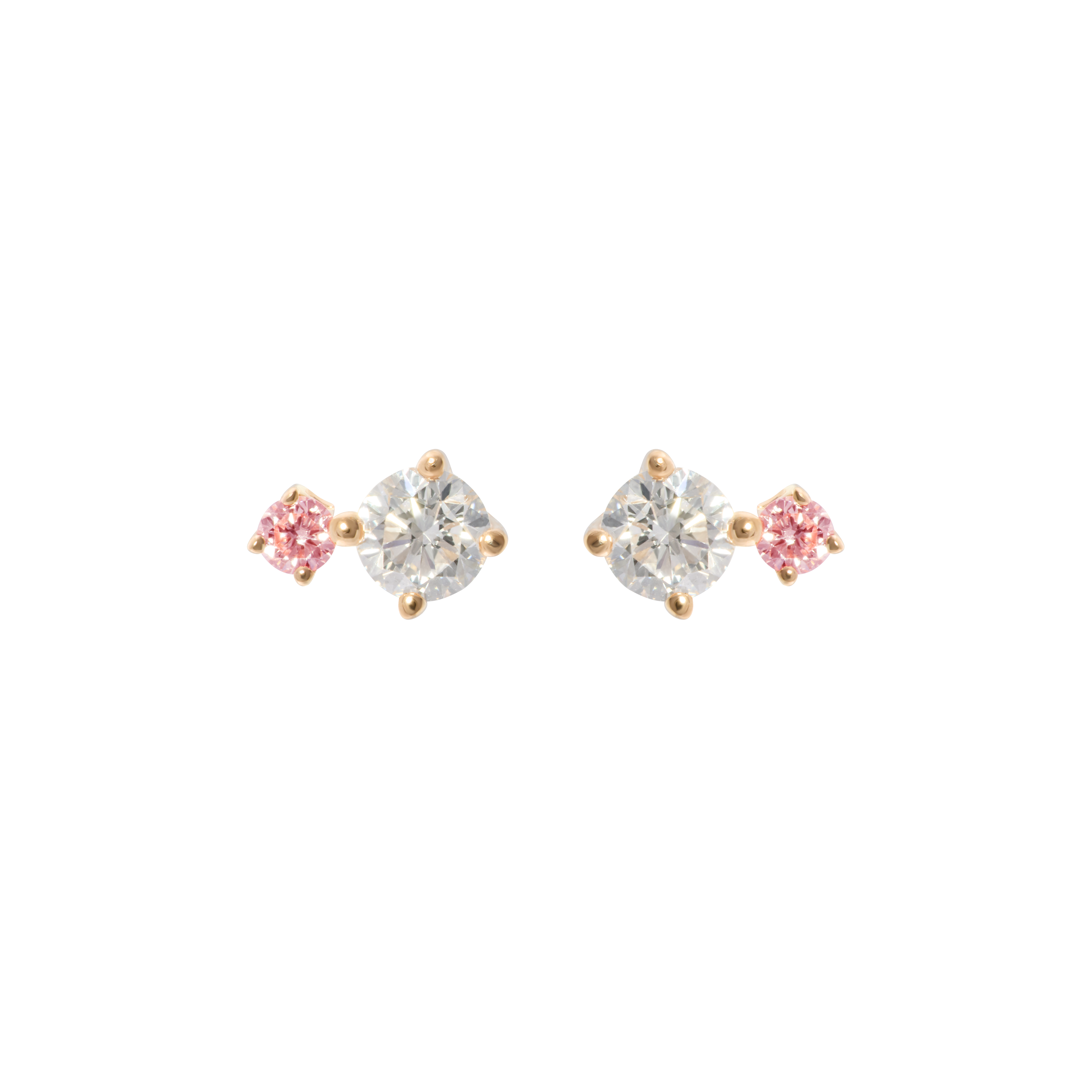 Round pink duo studs 0.4ct - Round Cut Pink Diamond Stud Earrings -  The Future Rocks -    1
