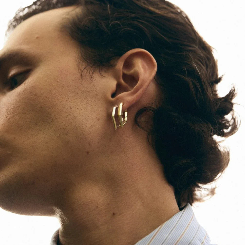 Sculptura hexagon earrings - Sculptura Hexagon Hoop Earrings - The Future Rocks - 4
