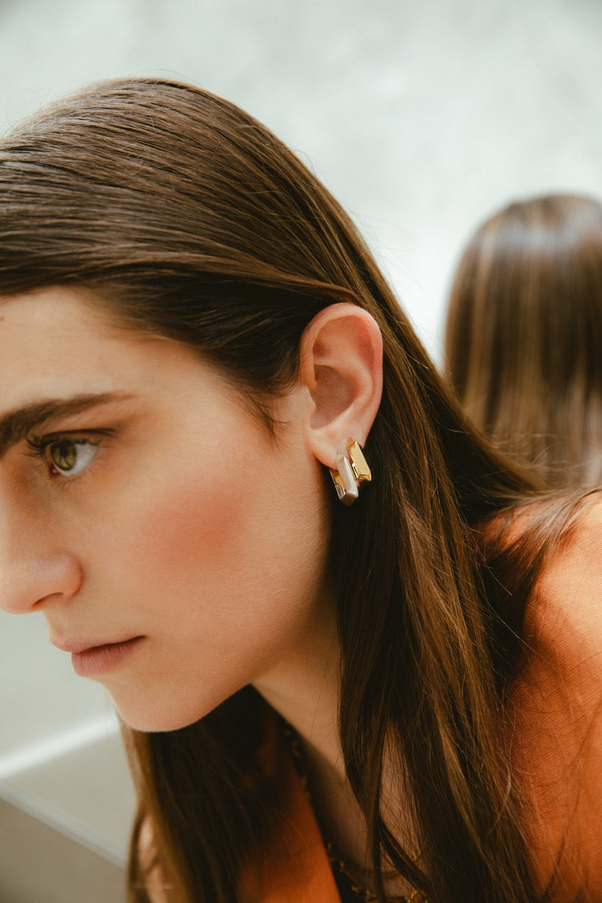 Sculptura rectangle earrings - Sculptura Rectangle Hoop Earrings - The Future Rocks - 9
