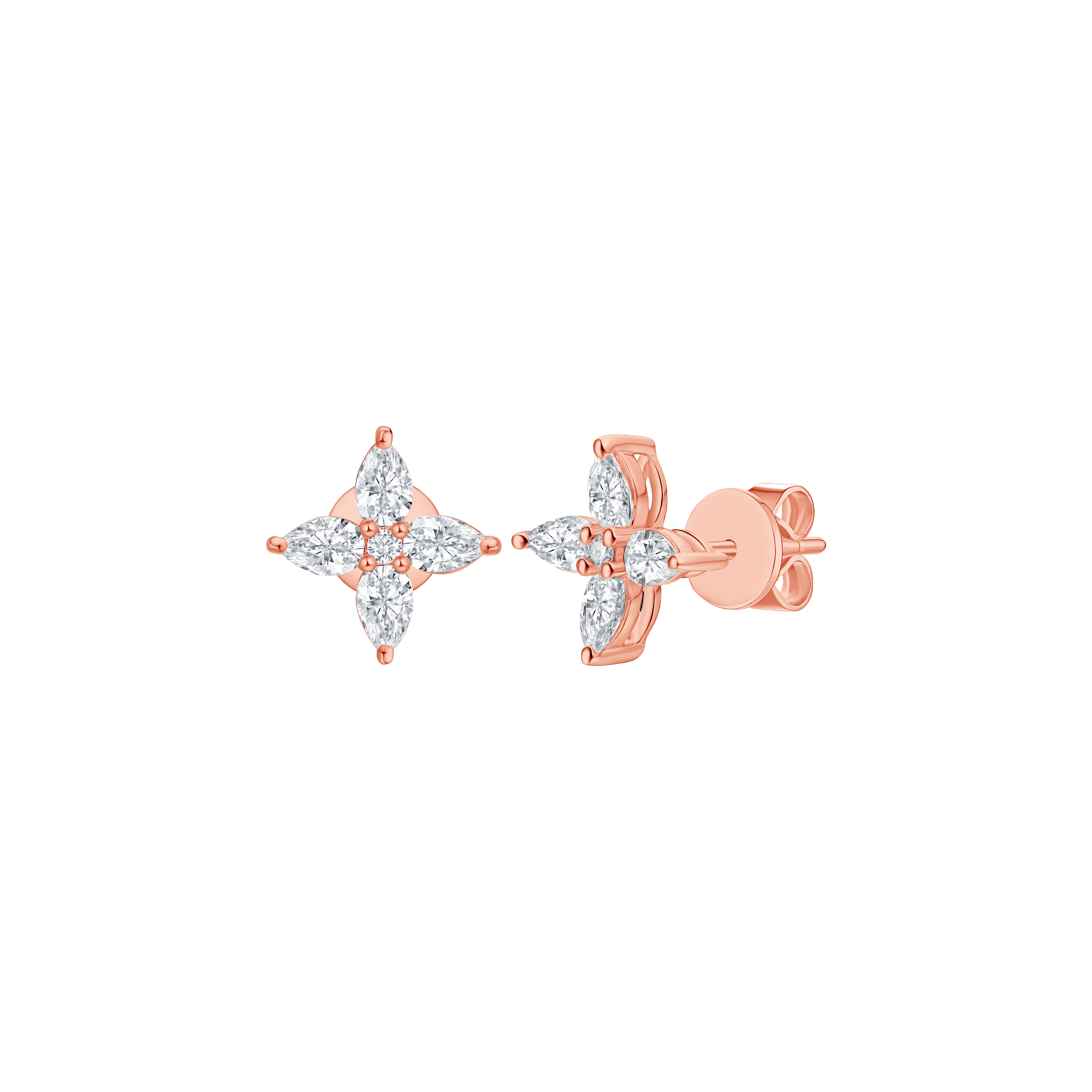 Flora pear floral stud earrings - Diamond Flower Stud Earrings - The Future Rocks - 3