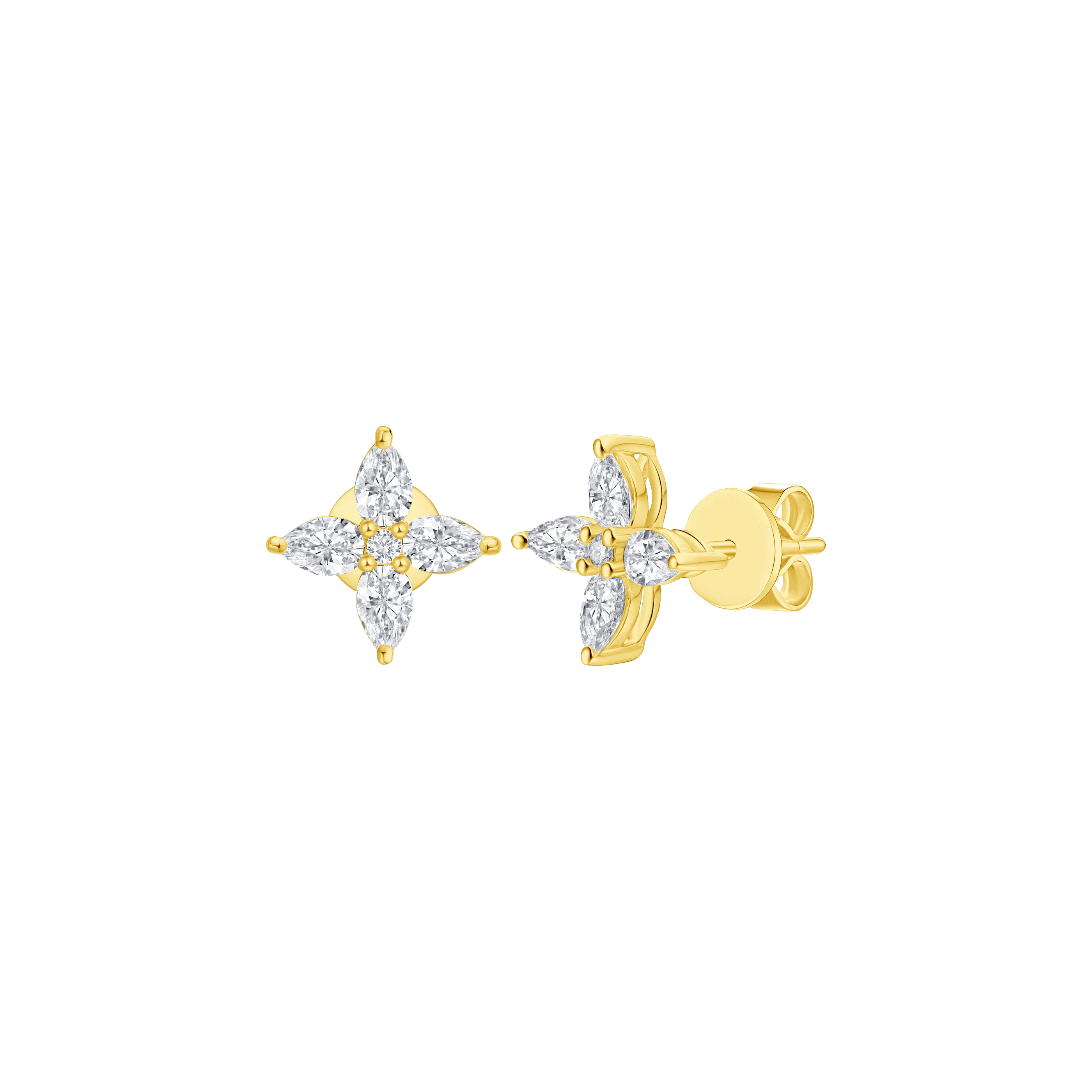 Flora pear floral stud earrings - Diamond Flower Stud Earrings - The Future Rocks - 4