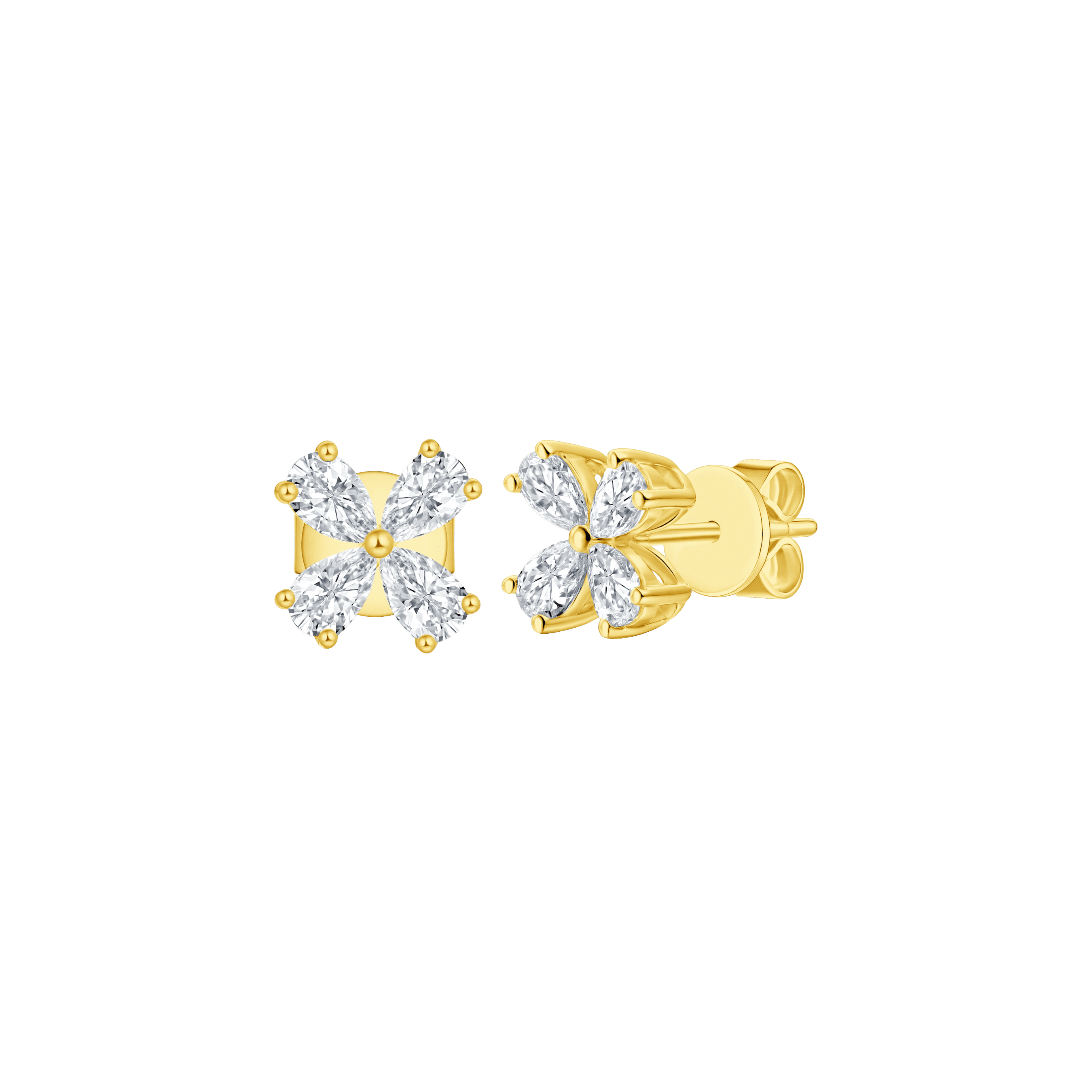 Flora pear cluster stud earrings - Cluster Diamond Flower Earrings - The Future Rocks - 4