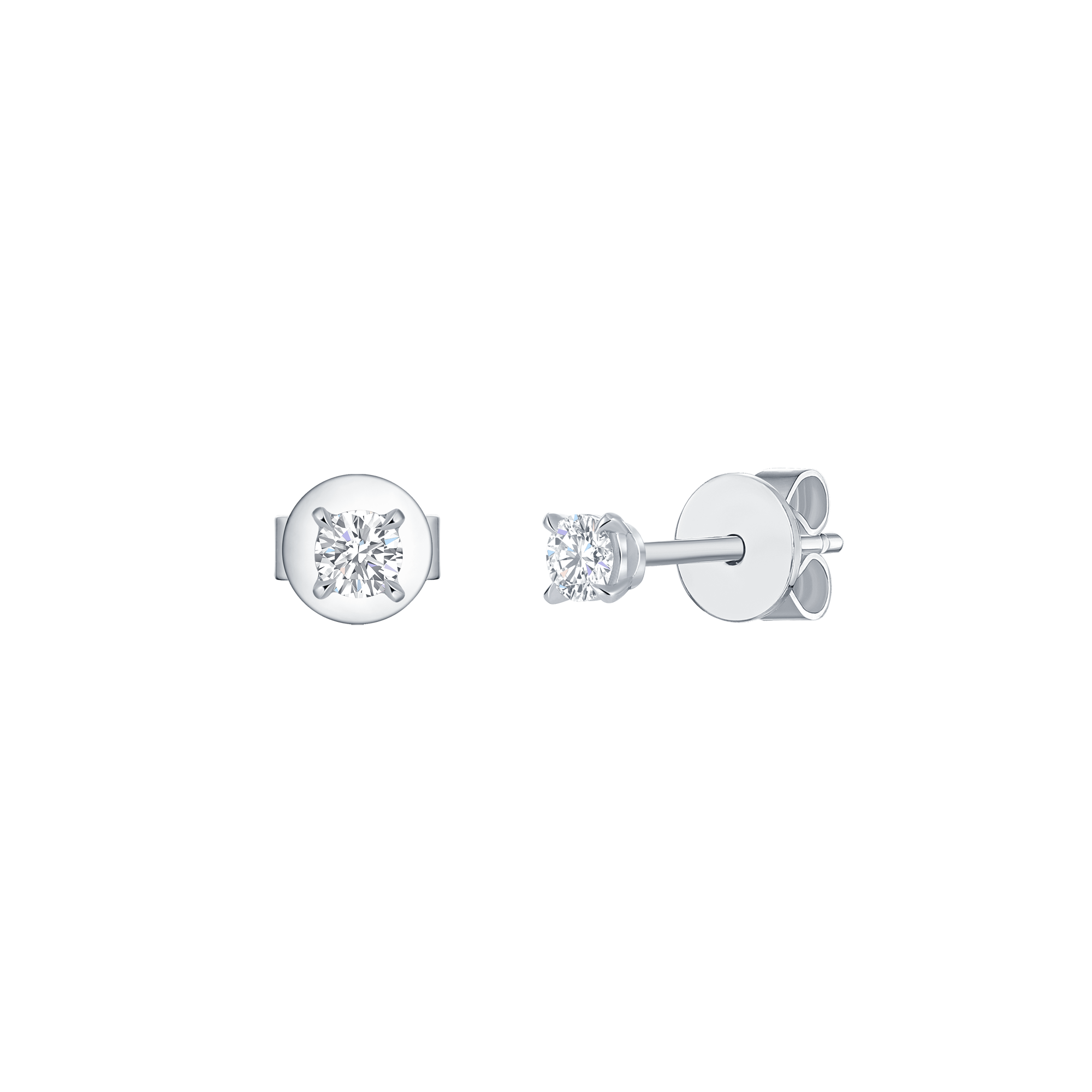 Round solitaire studs - Round Cut Diamond Stud Earrings - The Future Rocks - 2