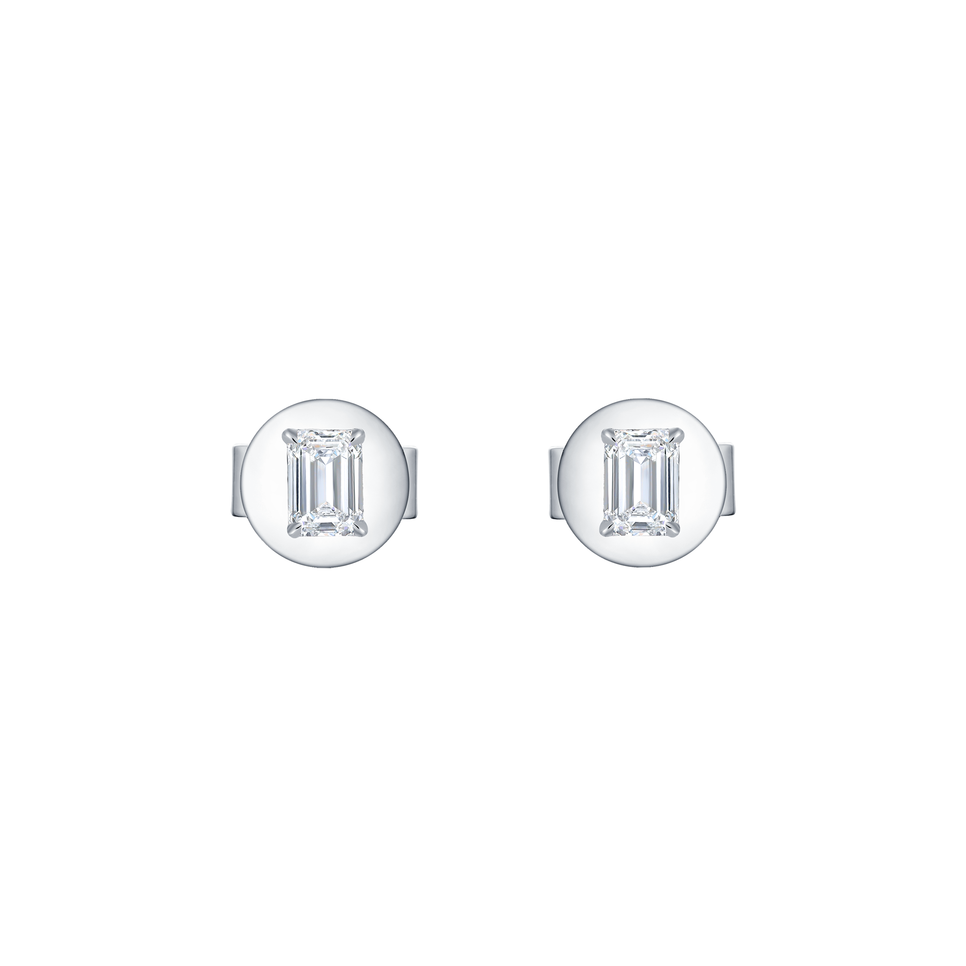 Emerald solitaire studs - Emerald Cut Diamond Stud Earrings - The Future Rocks - 1
