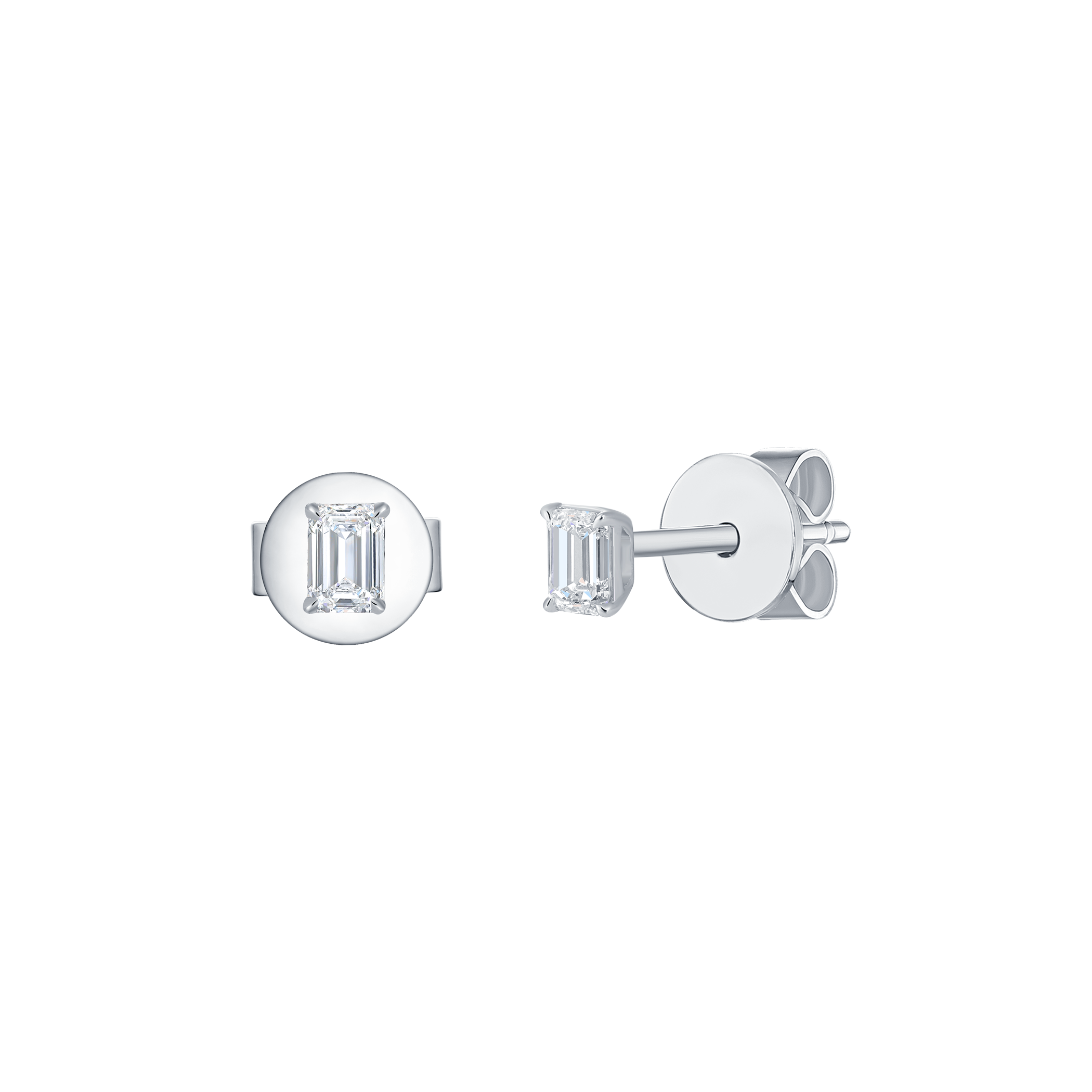 Emerald solitaire studs - Emerald Cut Diamond Stud Earrings - The Future Rocks - 2