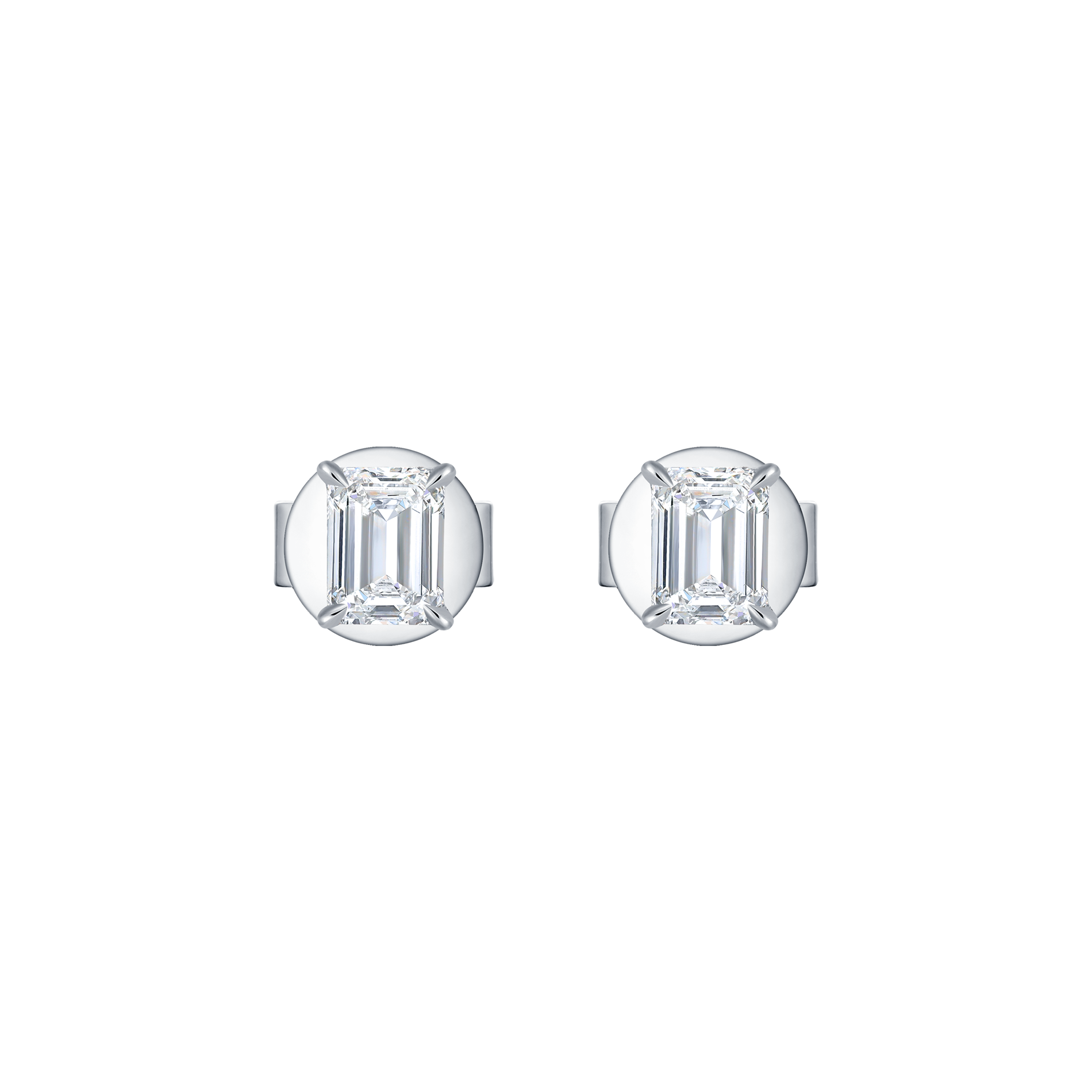 Emerald solitaire studs - Emerald Cut Diamond Stud Earrings - The Future Rocks - 3