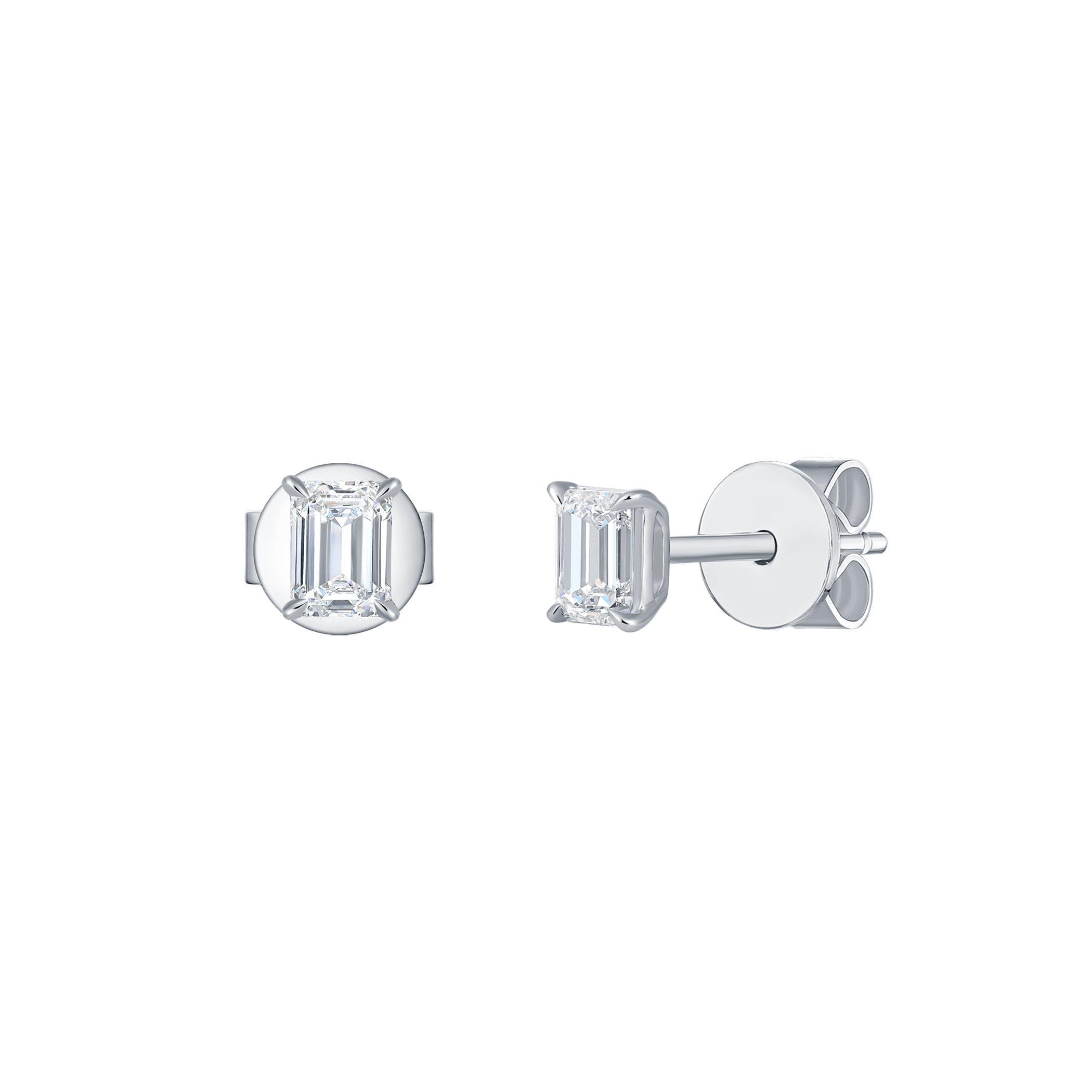 Emerald solitaire studs - Emerald Cut Diamond Stud Earrings - The Future Rocks - 6