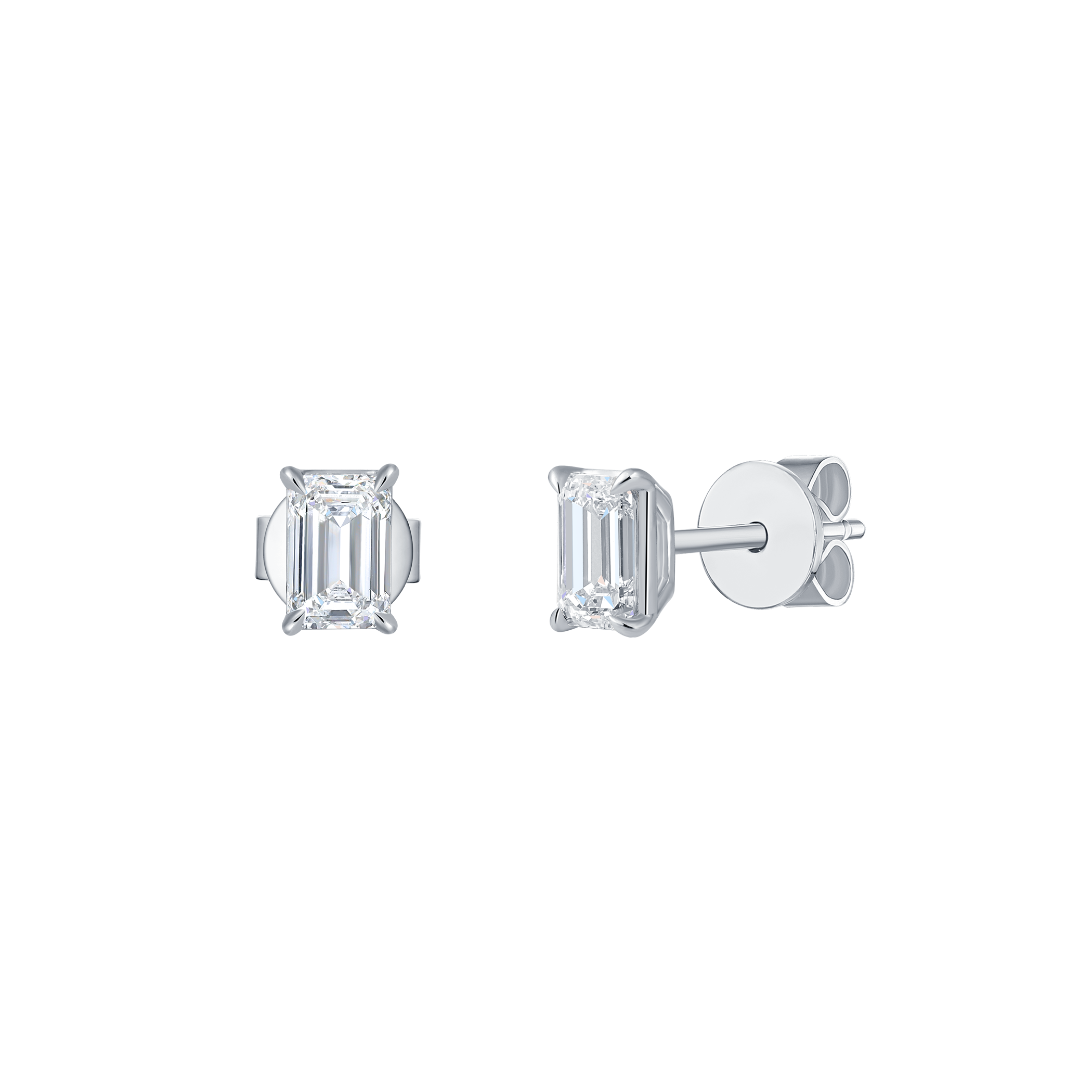 Emerald solitaire studs - Emerald Cut Diamond Stud Earrings - The Future Rocks - 8