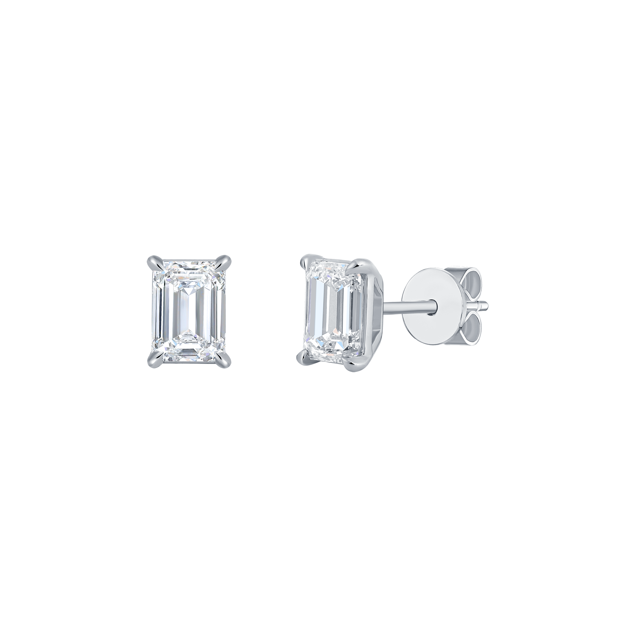Emerald solitaire studs - Emerald Cut Diamond Stud Earrings - The Future Rocks - 10