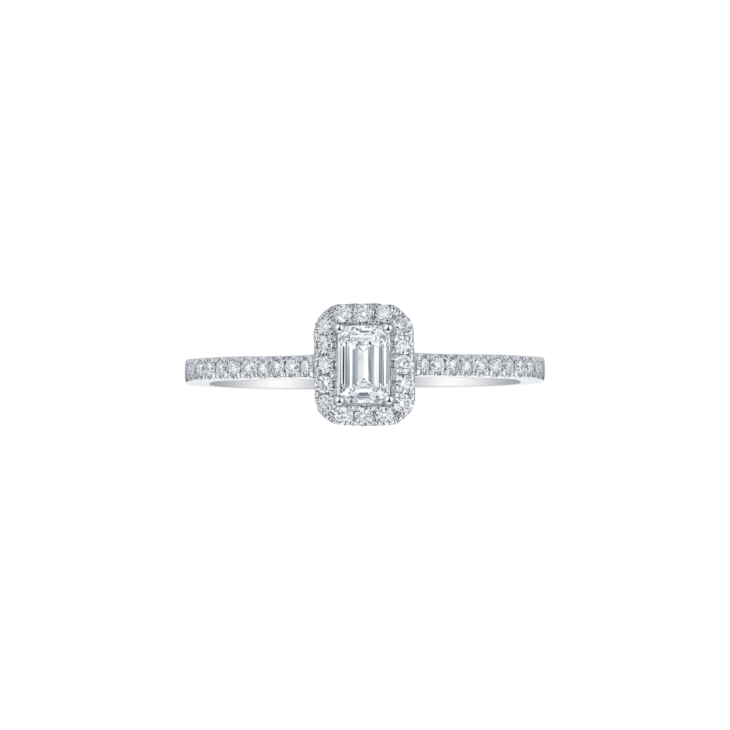 Emerald petite halo ring - Emerald Cut Diamond Pavé Halo Ring - The Future Rocks - 1