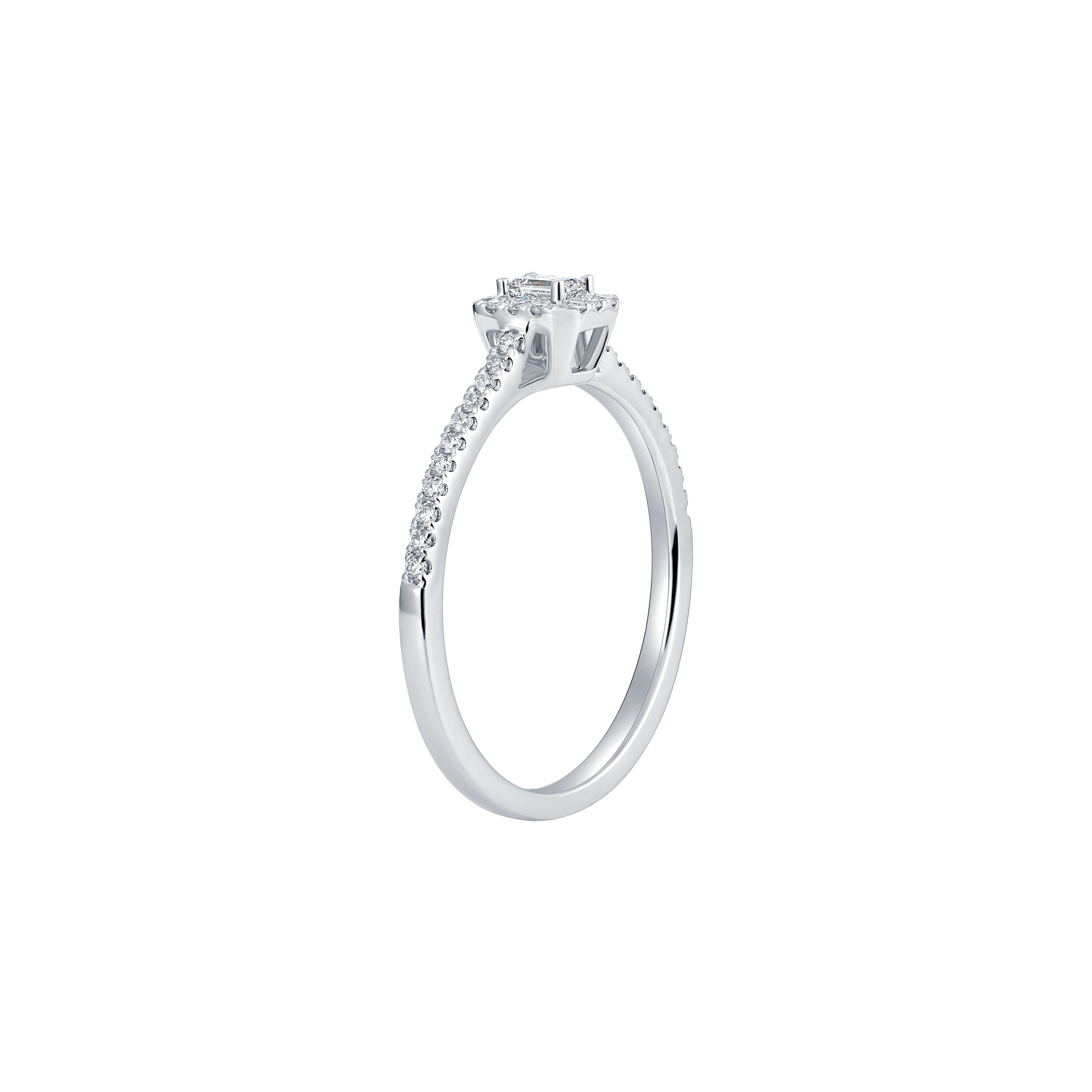 Emerald petite halo ring - Emerald Cut Diamond Pavé Halo Ring - The Future Rocks - 2