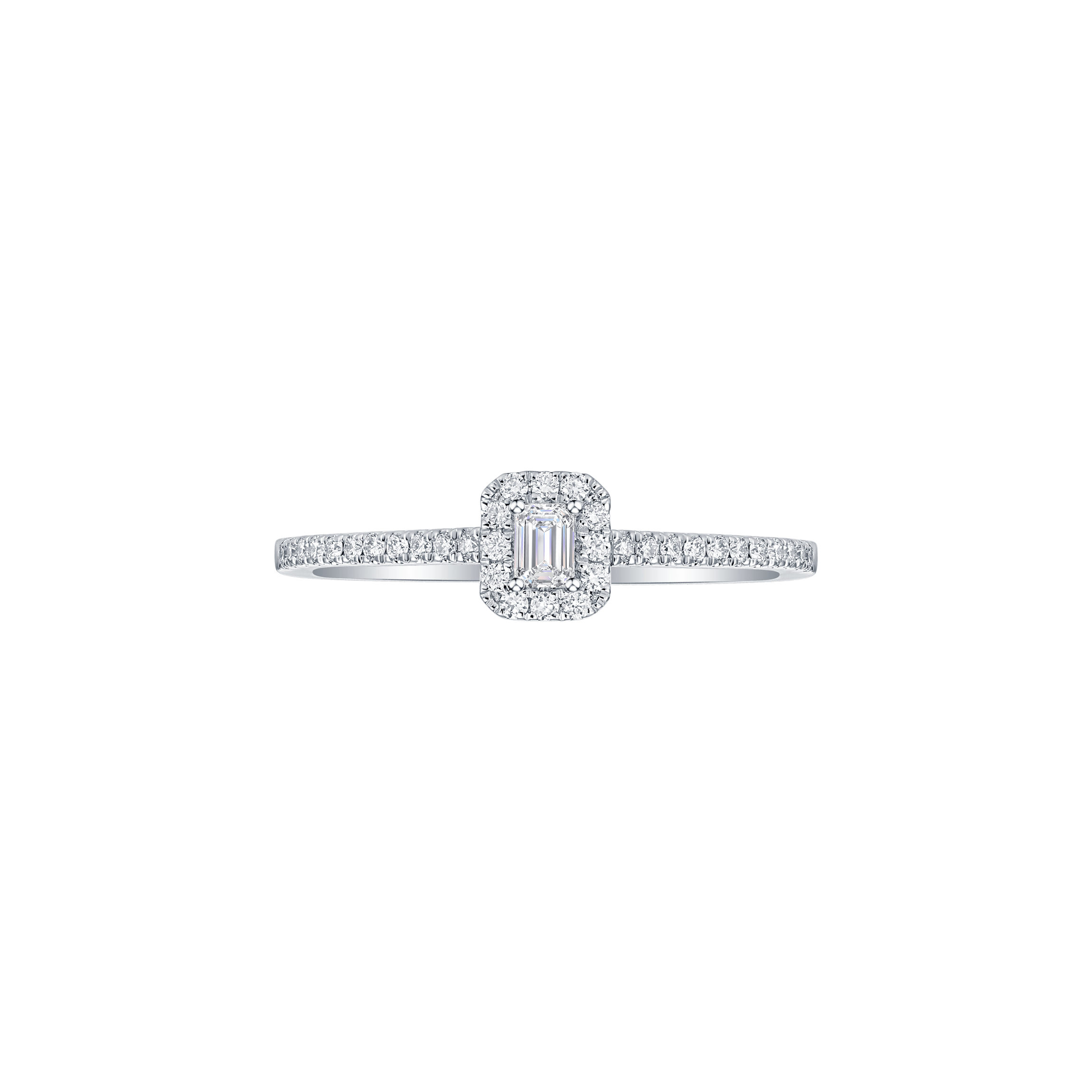 Emerald petite halo ring - Emerald Cut Diamond Pavé Halo Ring - The Future Rocks - 4