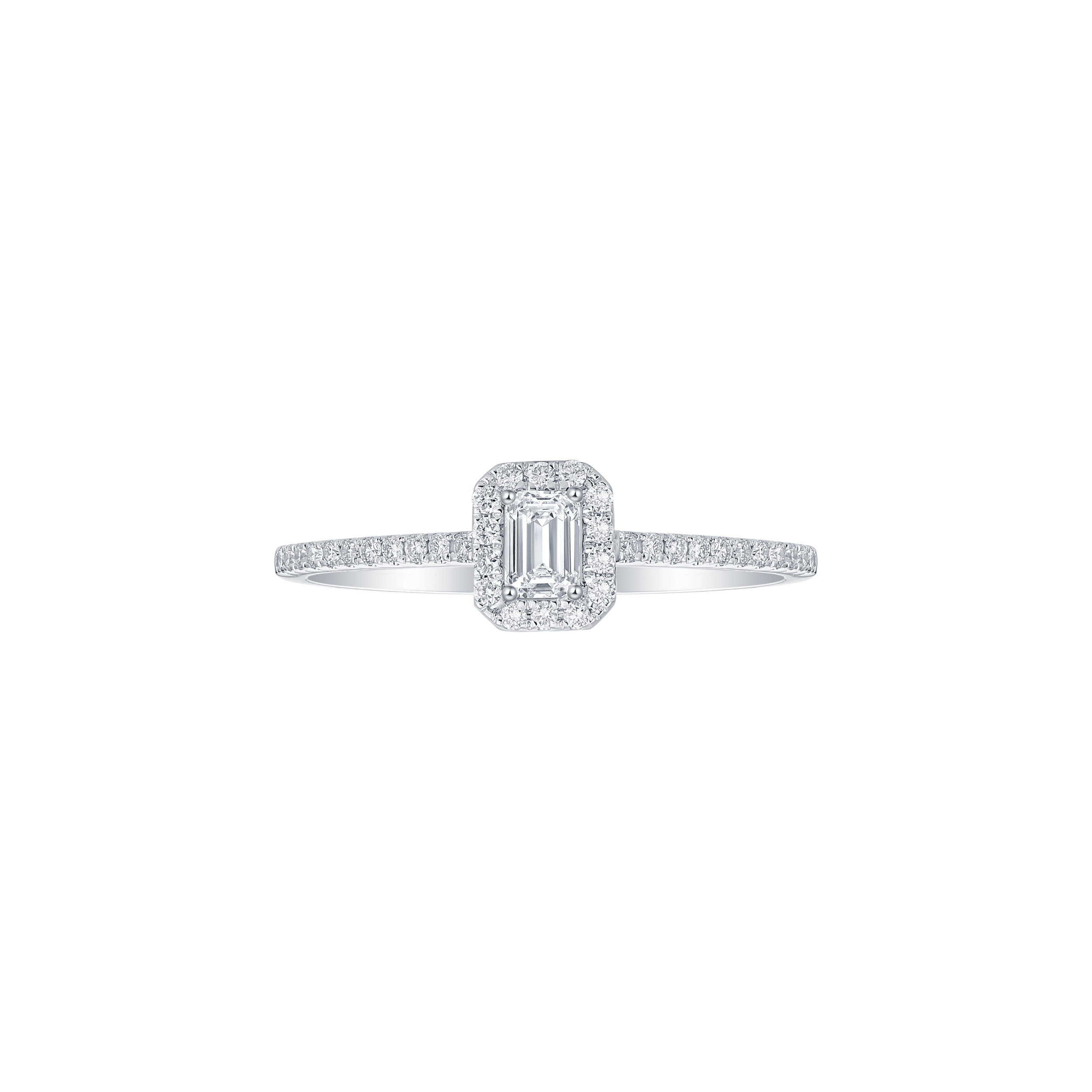 Emerald petite halo ring - Emerald Cut Diamond Pavé Halo Ring - The Future Rocks - 7