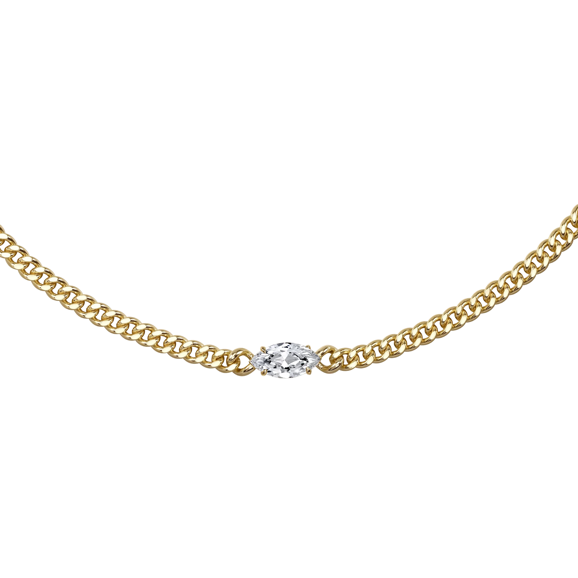 Marquise curb-link necklace 2ct - Marquise Diamond Curb Chain Necklace - The Future Rocks - 1
