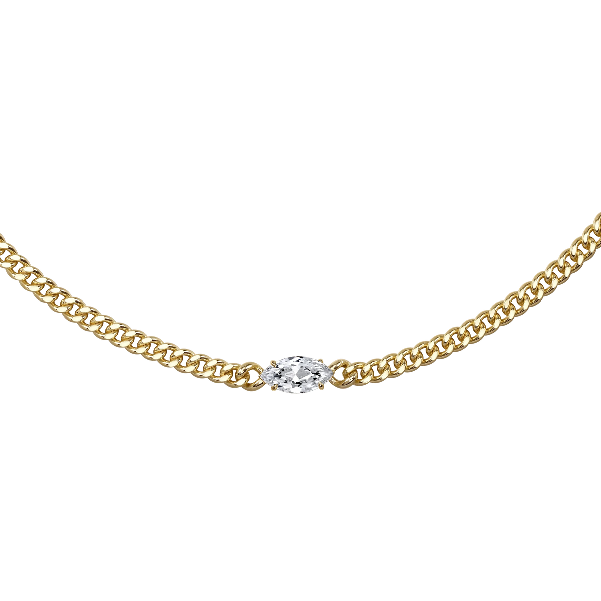 Marquise curb-link necklace 2ct - Marquise Diamond Curb Chain Necklace - The Future Rocks - 1