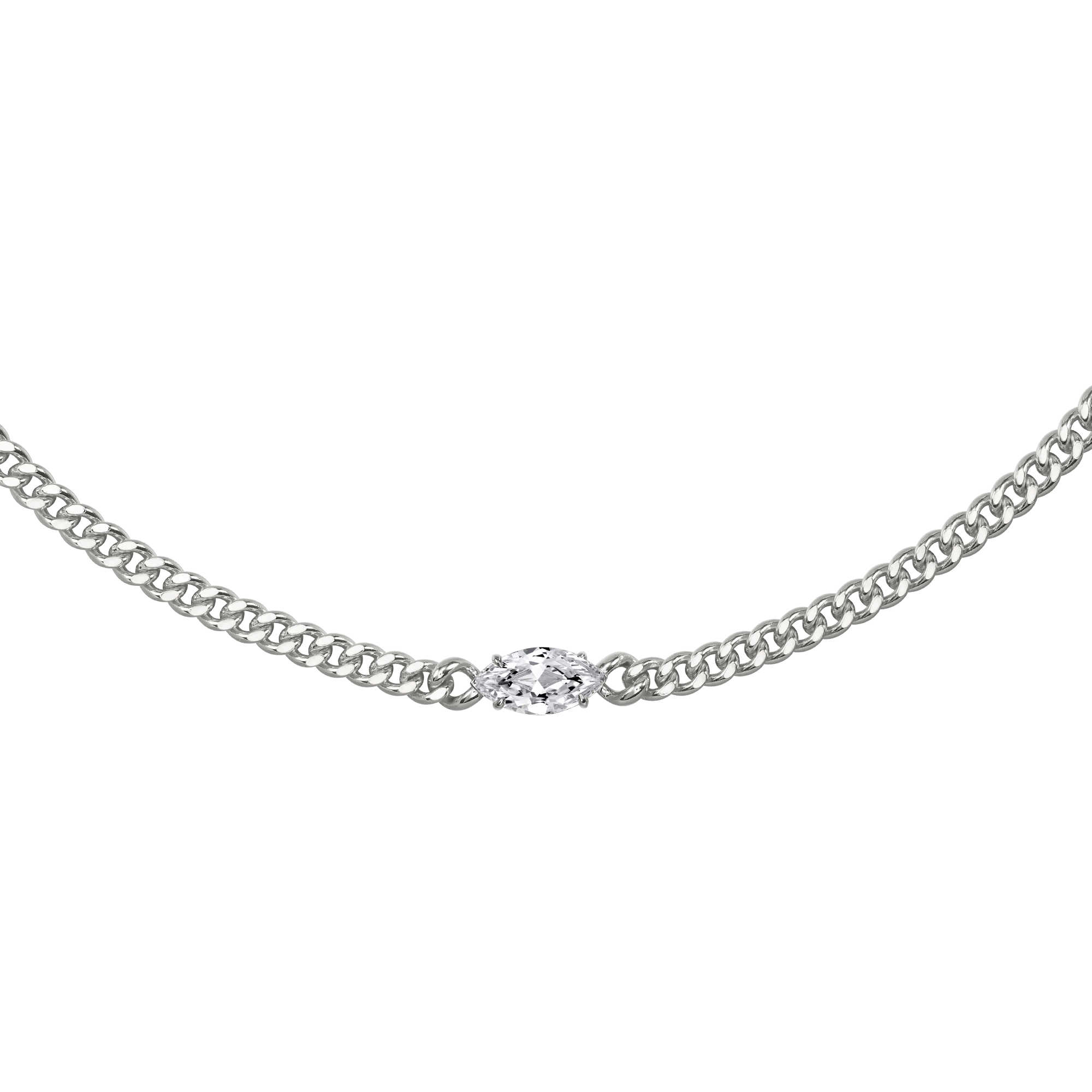 Marquise curb-link necklace 2ct - Marquise Diamond Curb Chain Necklace - The Future Rocks - 3