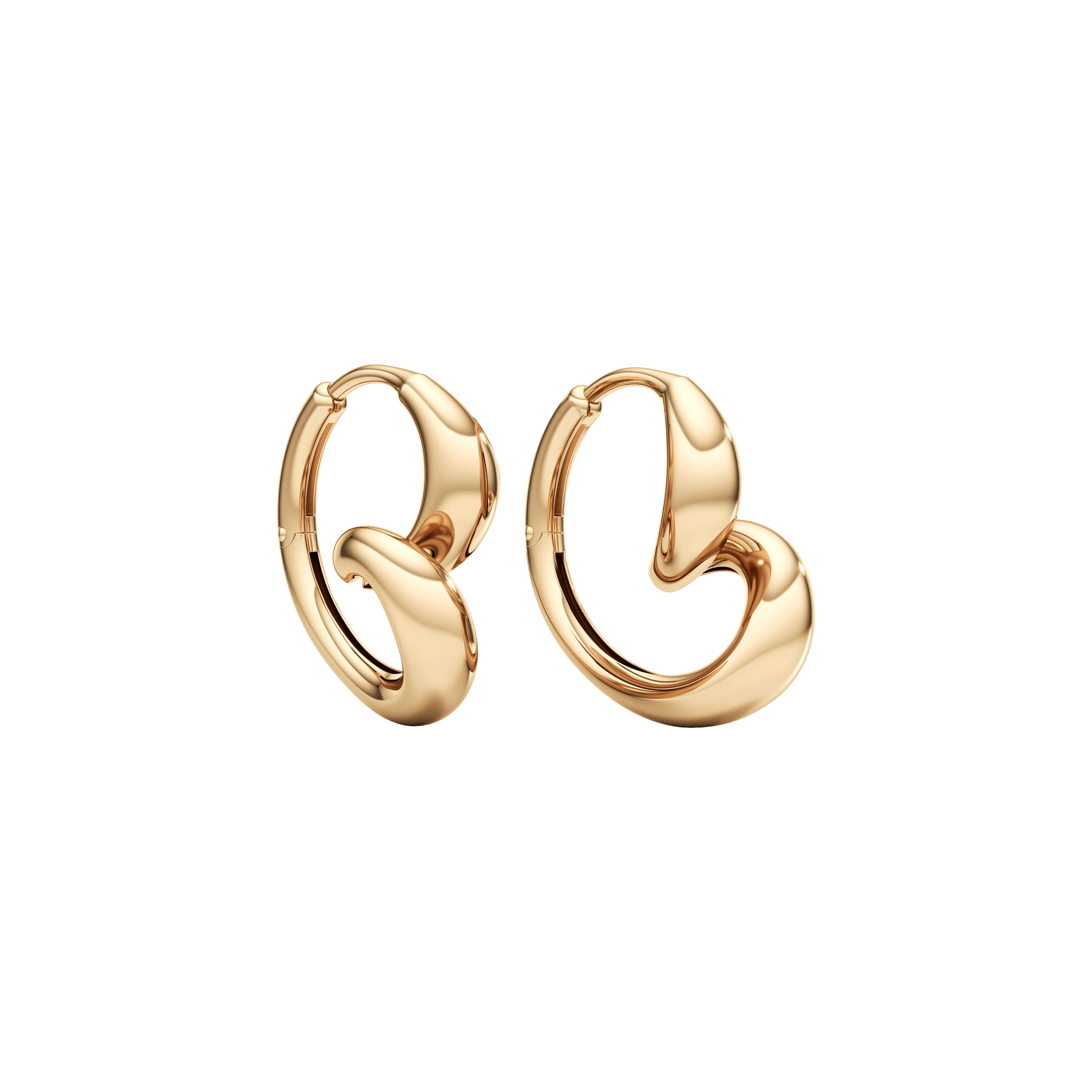 Whirlwind small gold earrings - Small Heart Shaped Solid Gold Earrings -  The Future Rocks -    1