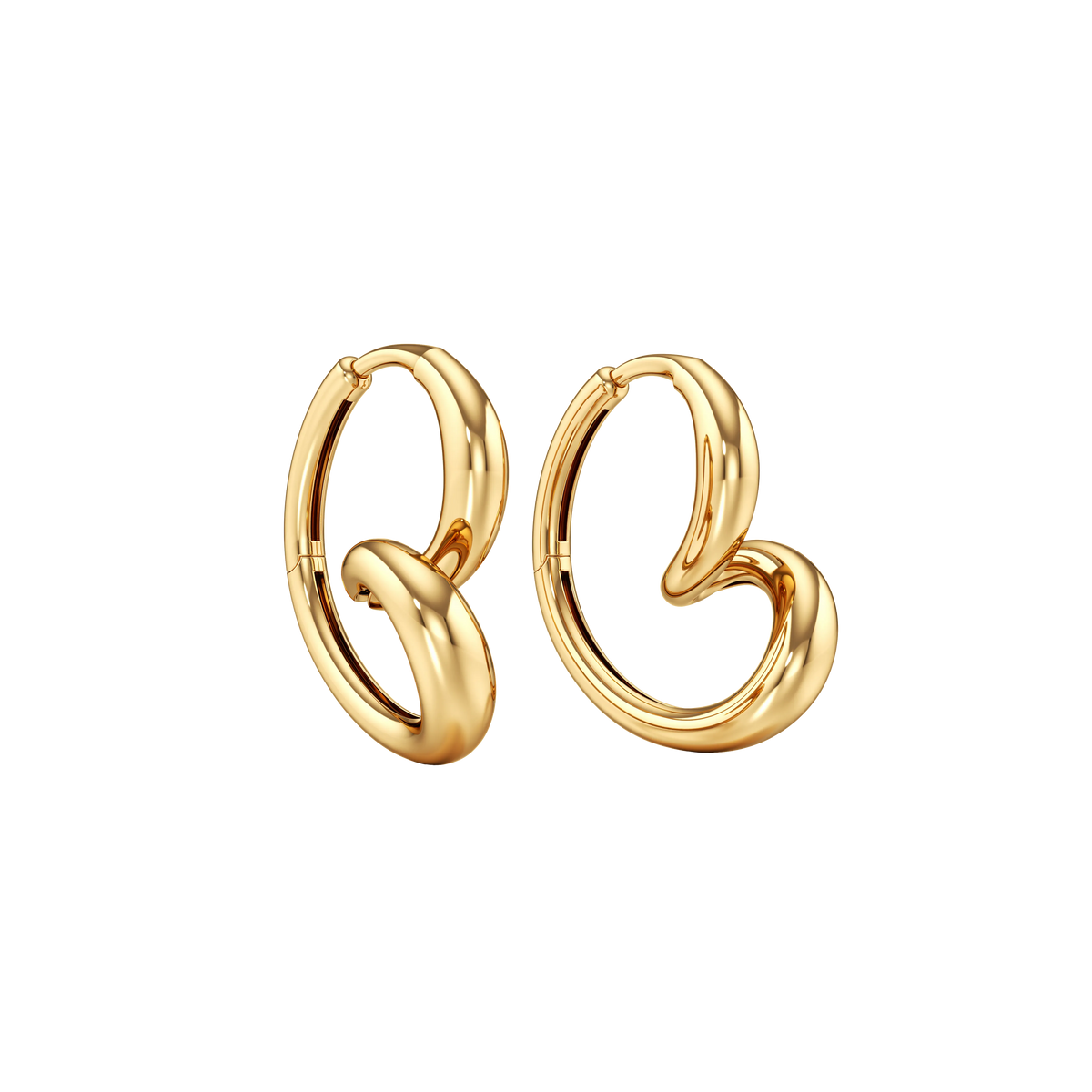 Whirlwind medium gold earrings - Medium Heart Shaped Solid Gold Earrings - The Future Rocks - 4