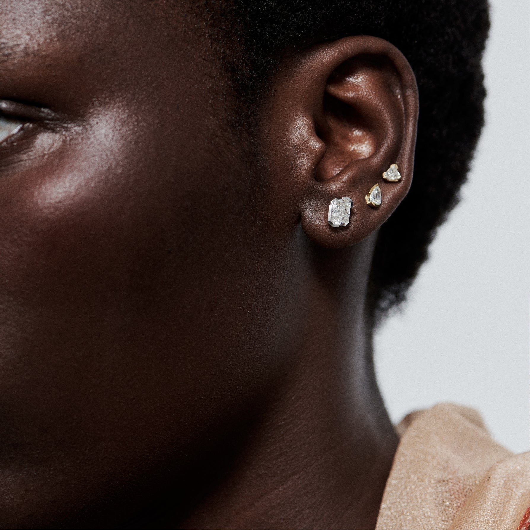 Meta small magnolia studs - Meta Trillion Cut Small Diamond Stud Earrings - The Future Rocks - 2