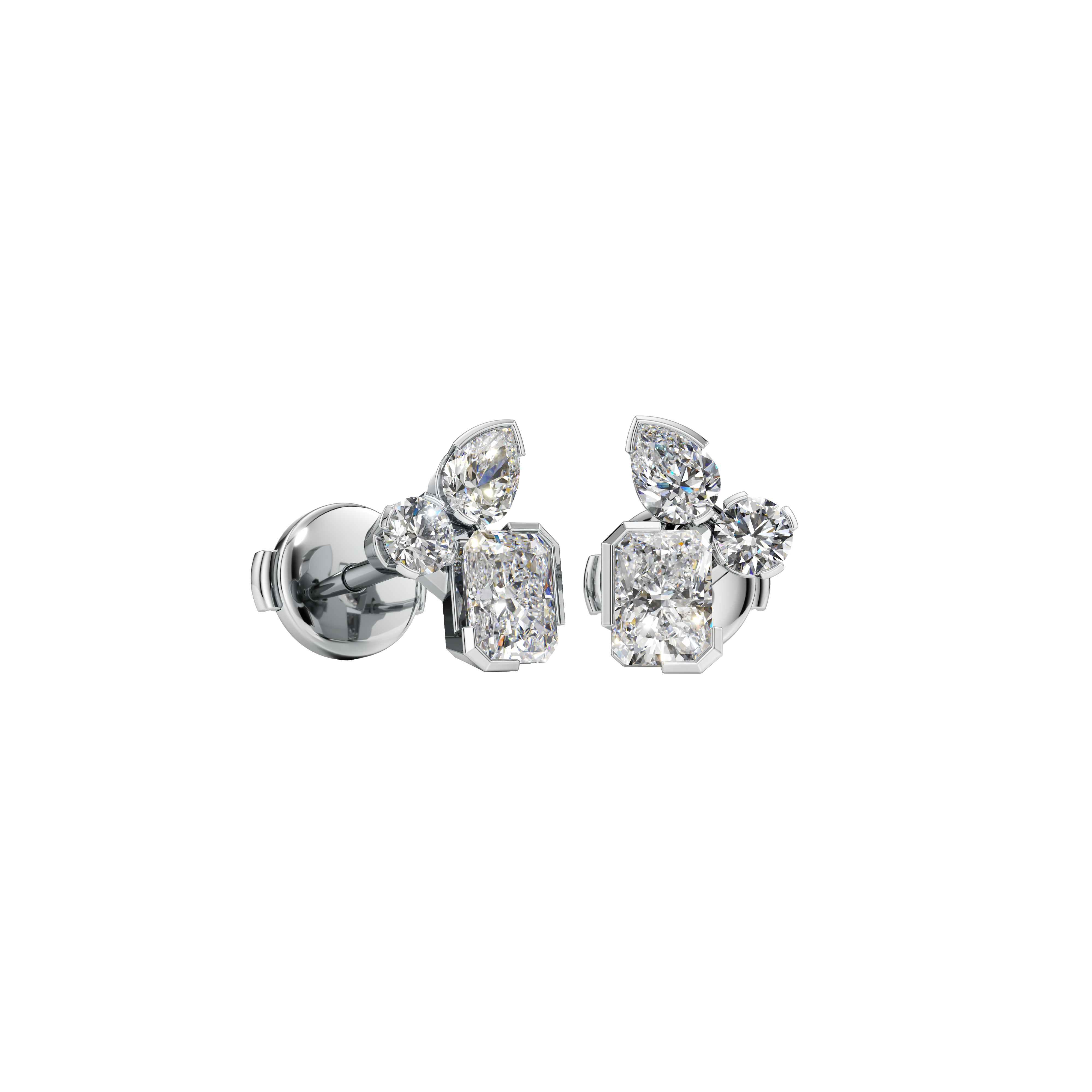 Meta lila studs - Meta Three Stone Diamond Stud Earrings - The Future Rocks - 3