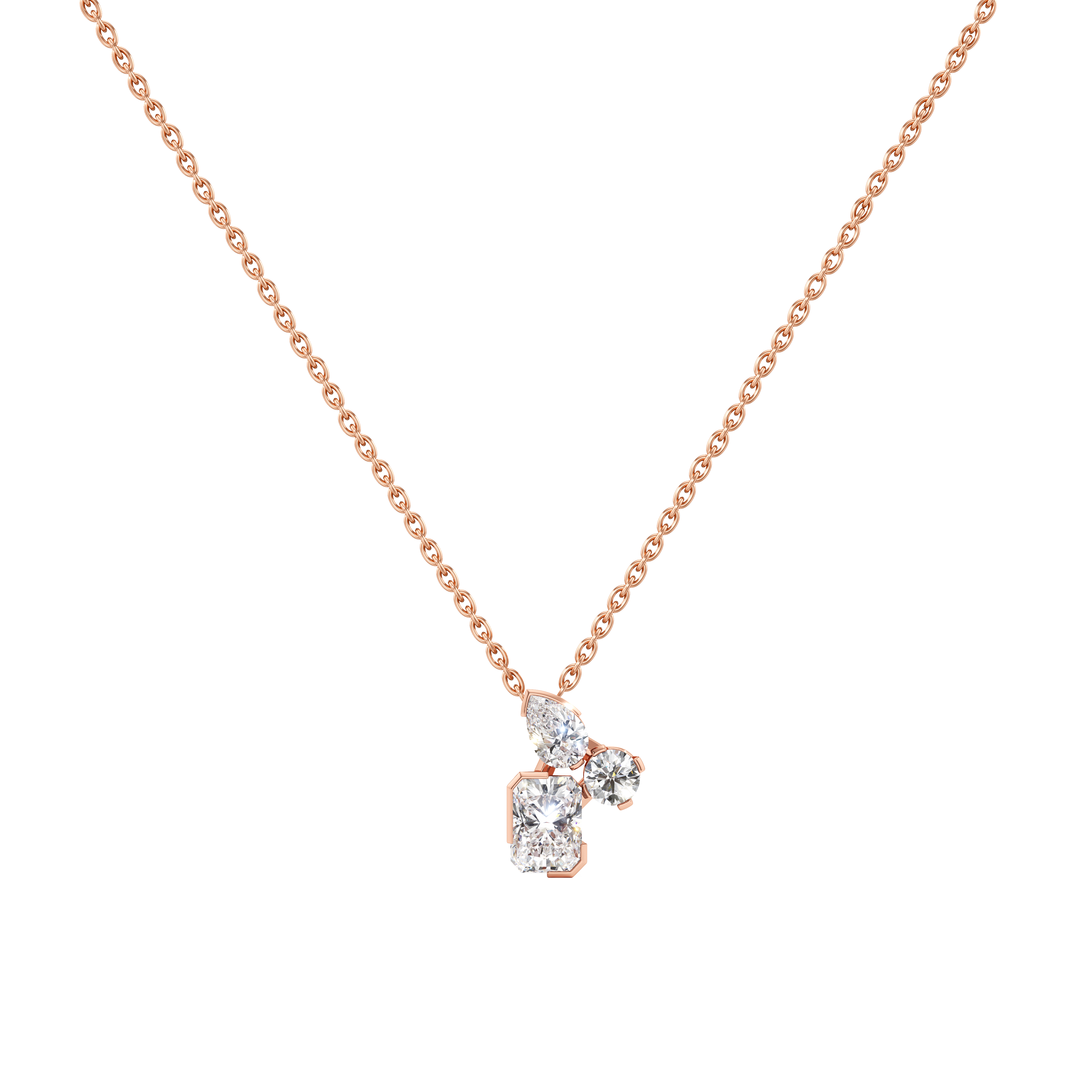 Meta lila pendant necklace - Three Stone Diamond Pendant Necklace - The Future Rocks - 2