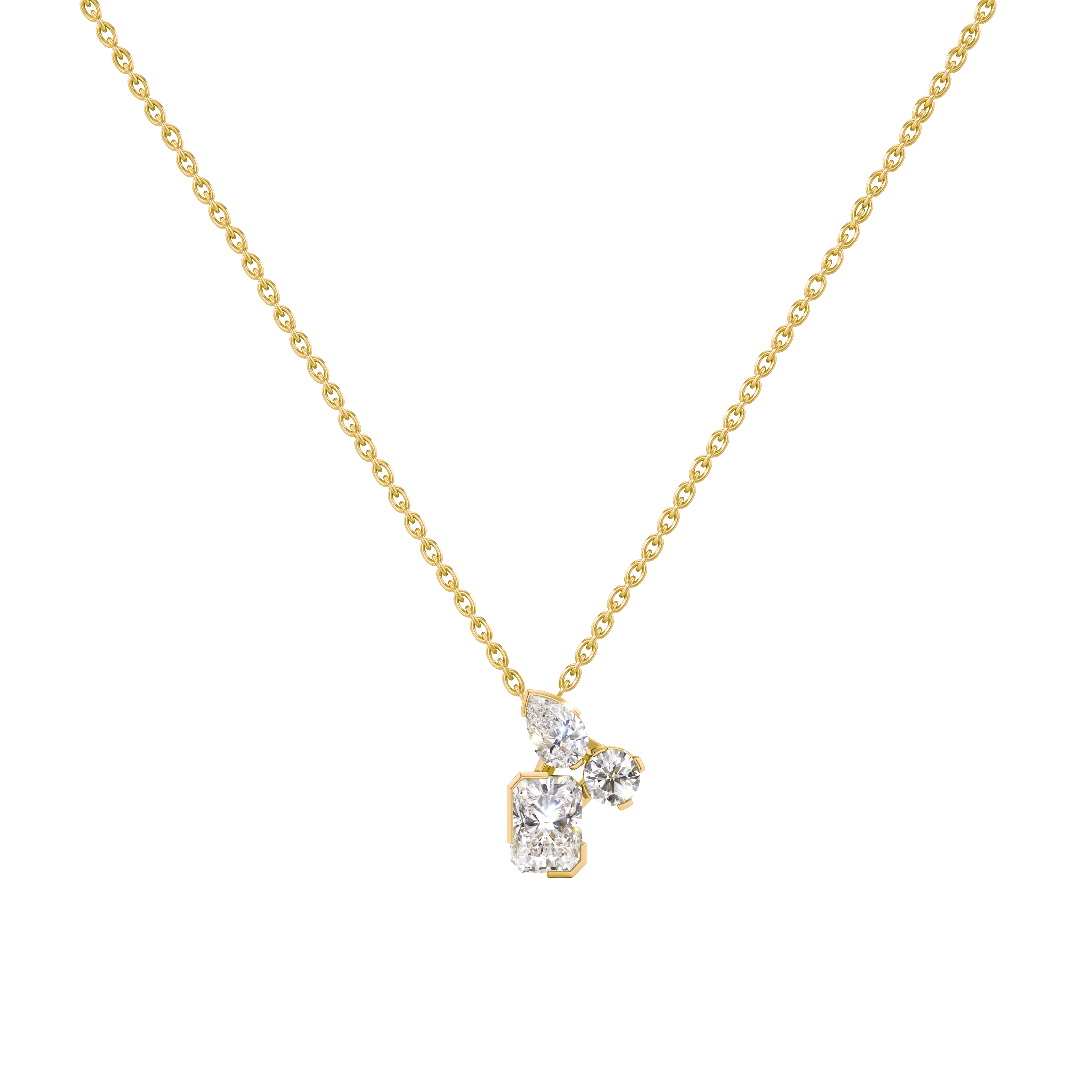 Meta lila pendant necklace - Three Stone Diamond Pendant Necklace - The Future Rocks - 1