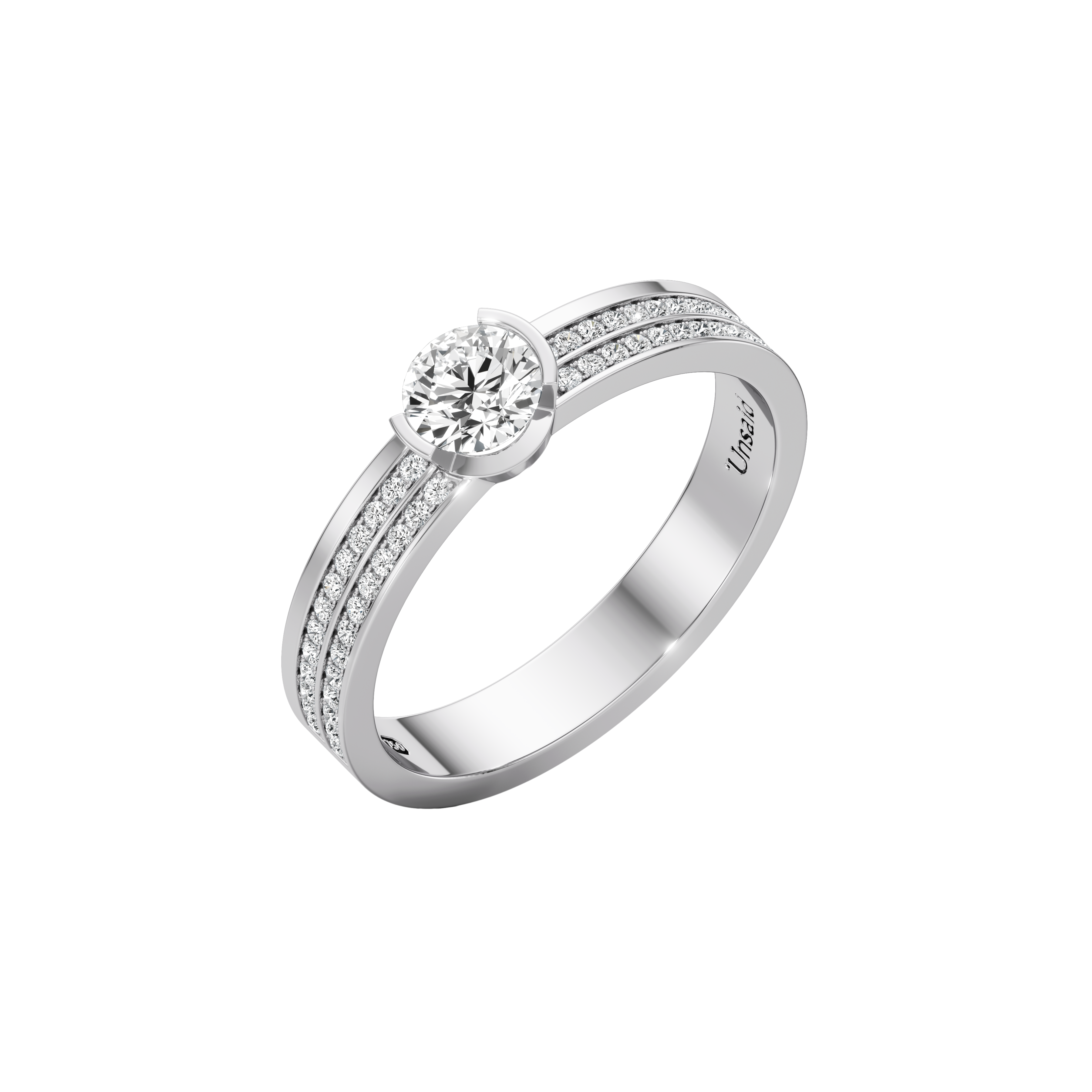 Meta dahlia duo pavé band - Meta Duo Pavé Band Diamond Solitaire Ring - The Future Rocks - 2