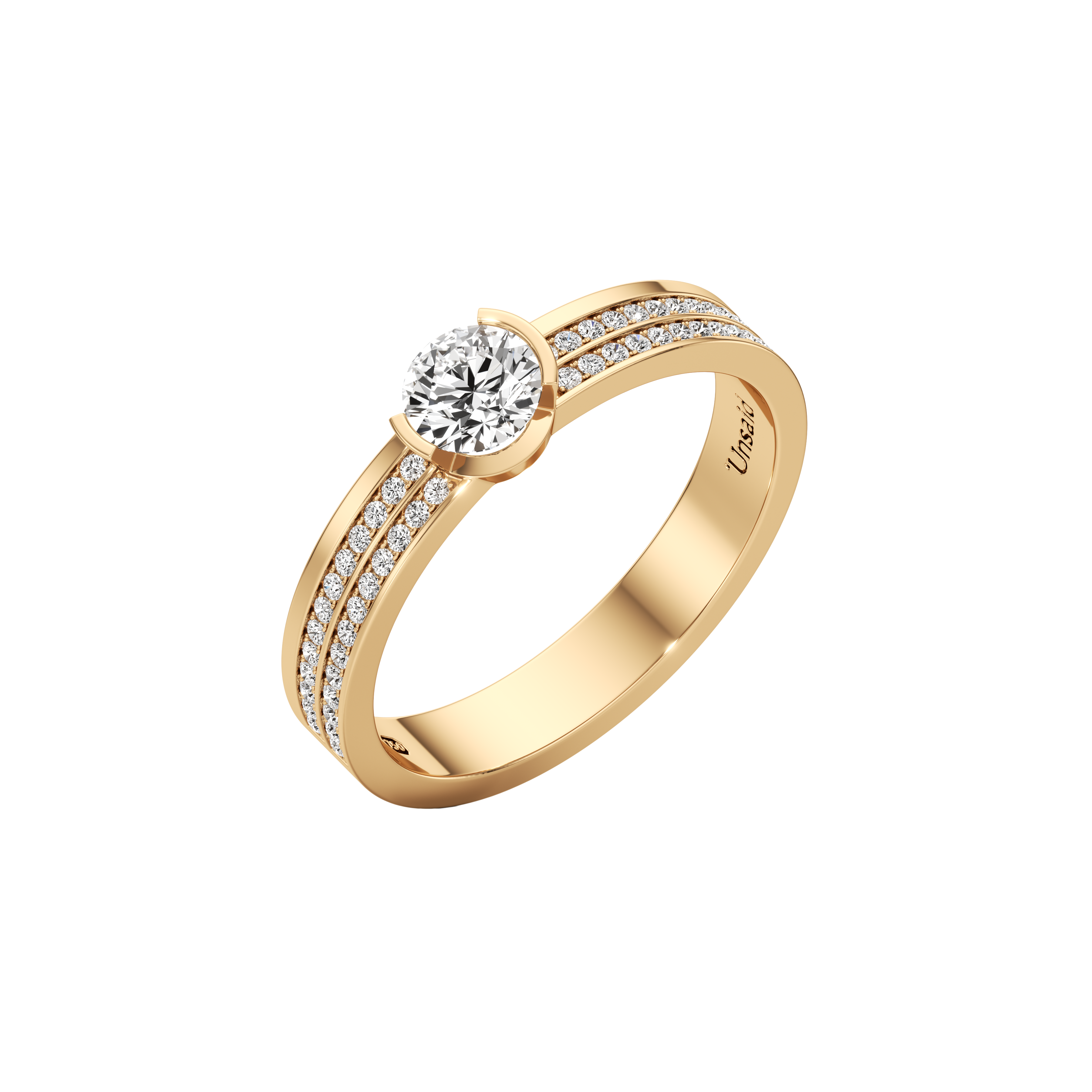 Meta dahlia duo pavé band - Meta Duo Pavé Band Diamond Solitaire Ring - The Future Rocks - 1