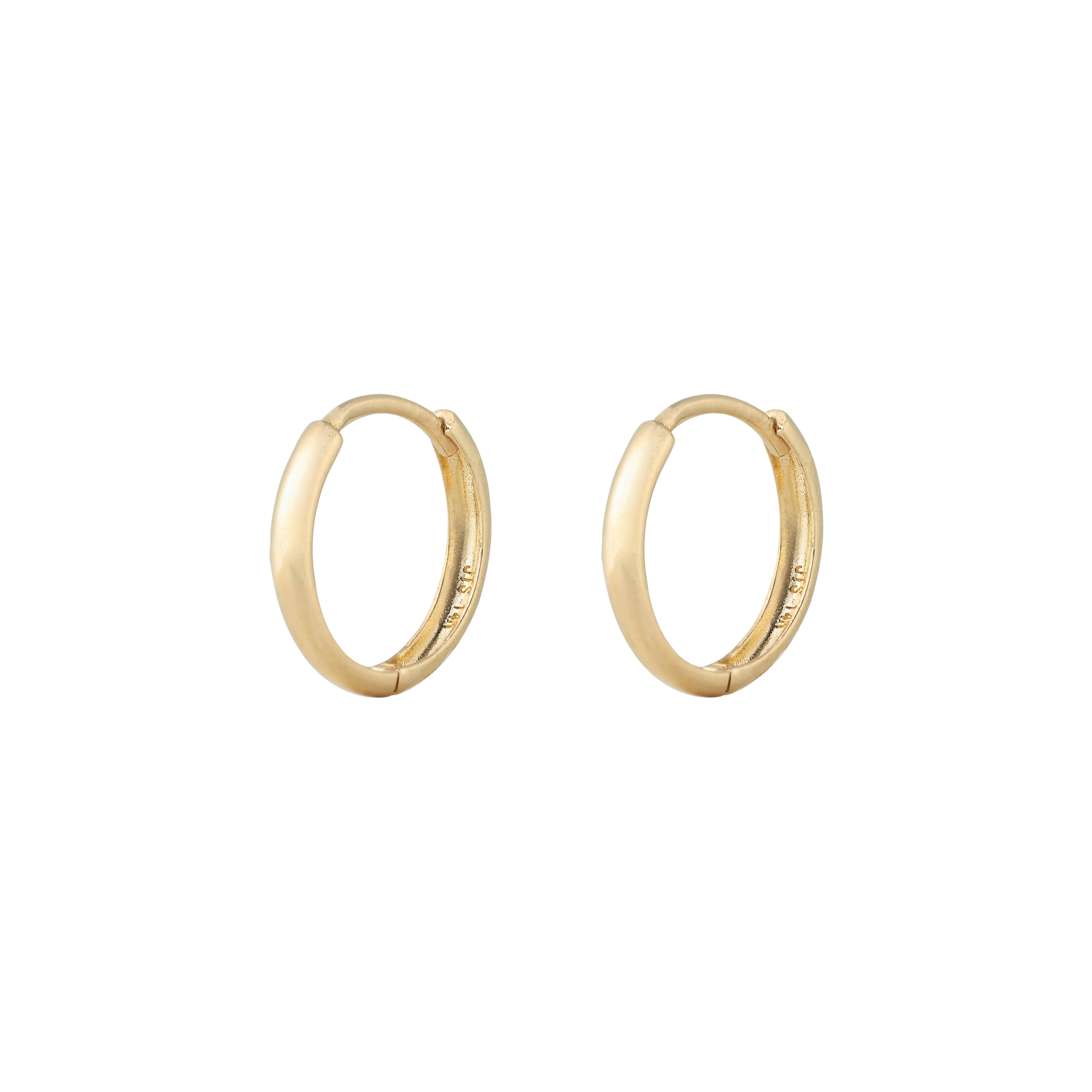 Plain gold huggies 14mm - Plain Gold Hoop Earrings - The Future Rocks - 1