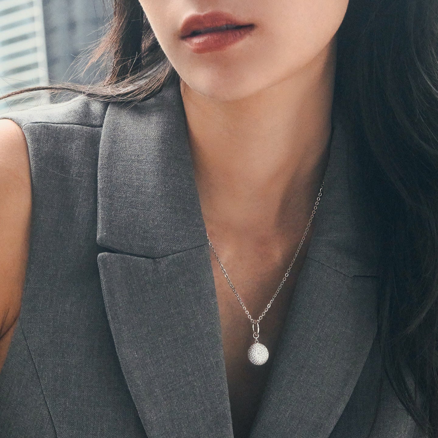 Gaia necklace with 1 charm - Cable Chain Necklace With Sapphire Charm - The Future Rocks - 2