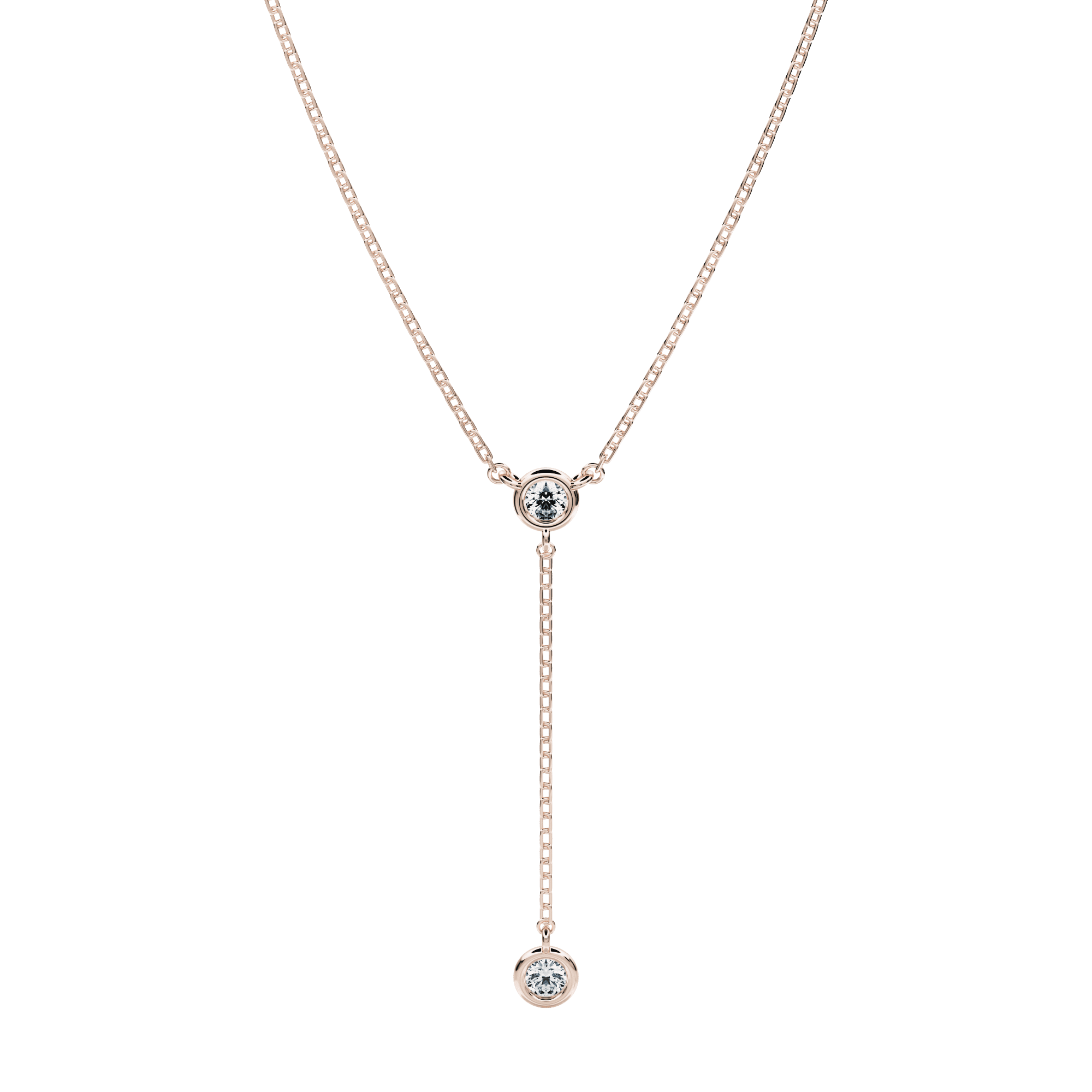 Zahara bezel necklace - Lab-Grown Diamond Bezel Lariat Necklace - The Future Rocks - 1