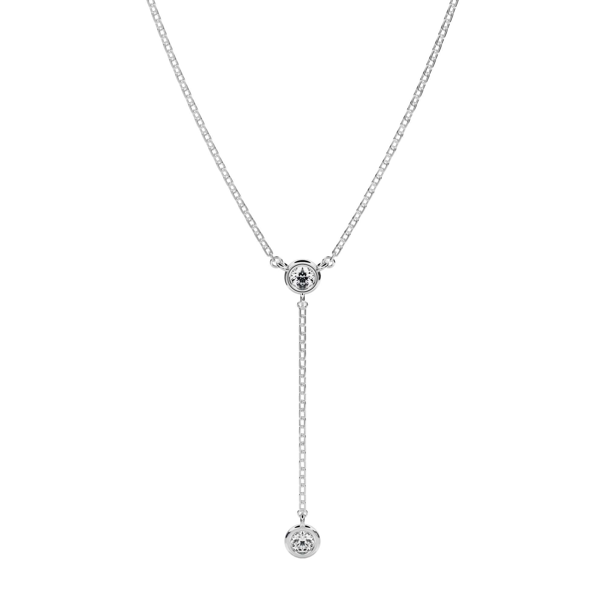 Zahara bezel necklace - Lab-Grown Diamond Bezel Lariat Necklace - The Future Rocks - 3